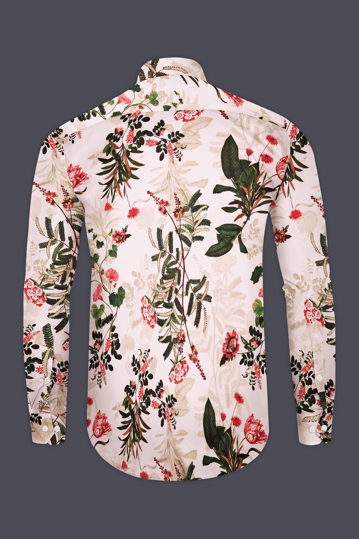 Floréa-Dawn Cream and Lunar Green Botanical Floral Printed Subtle Sheen Super Soft Premium Cotton Casual Shirt