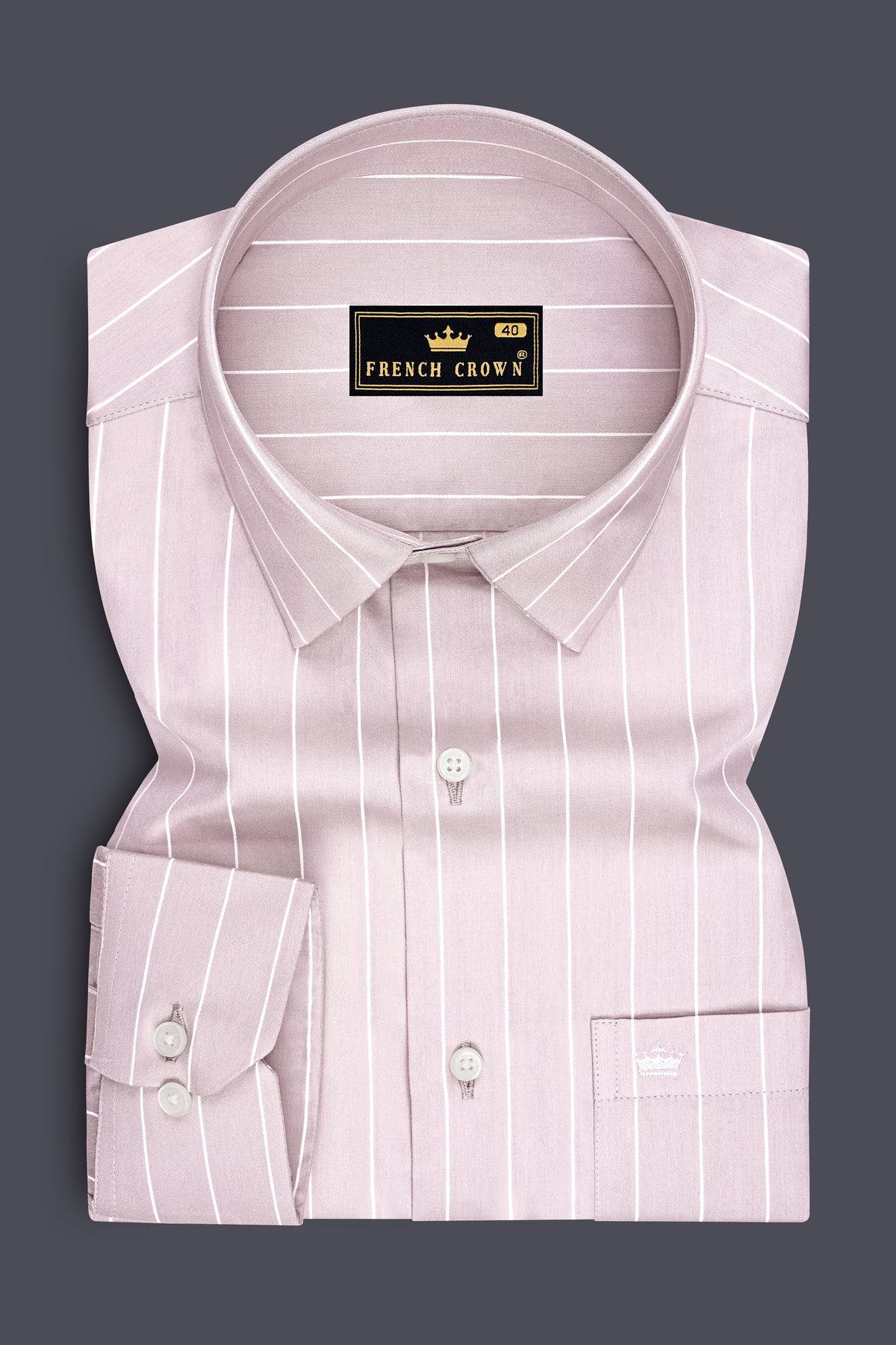 Veyron-Fantasy Gray and Bright White Pin Striped Subtle Sheen Super Soft Premium Cotton Dress Shirt