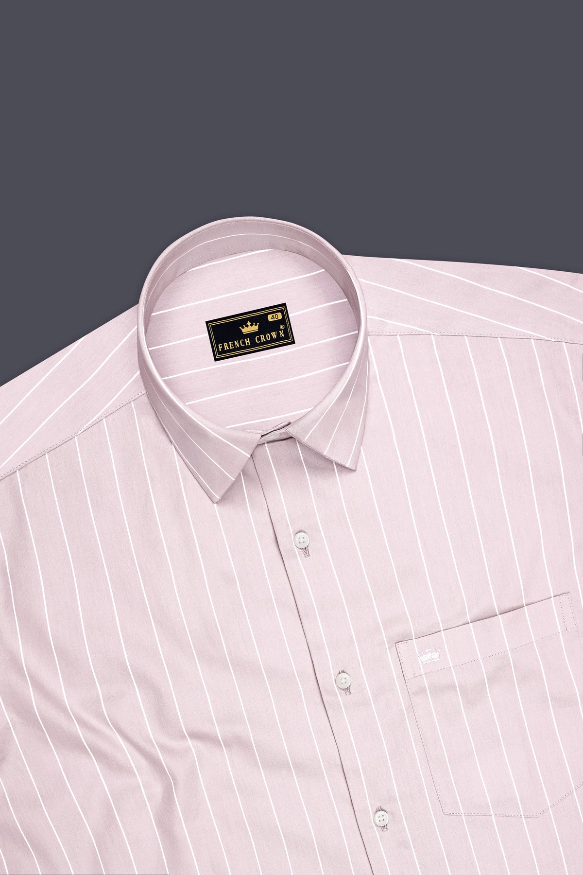 Veyron-Fantasy Gray and Bright White Pin Striped Subtle Sheen Super Soft Premium Cotton Dress Shirt