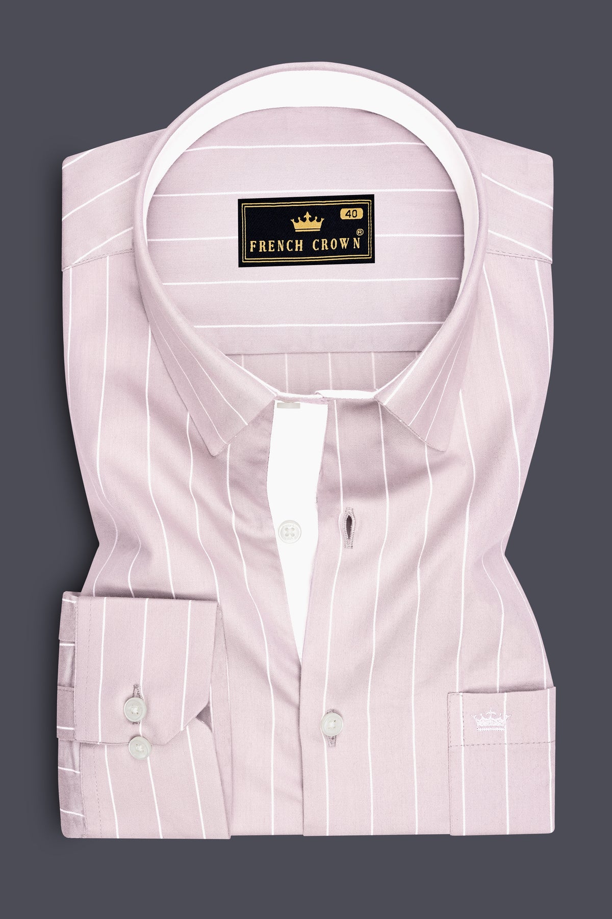 Veyron-Fantasy Gray and Bright White Pin Striped Subtle Sheen Premium Cotton Dress Shirt
