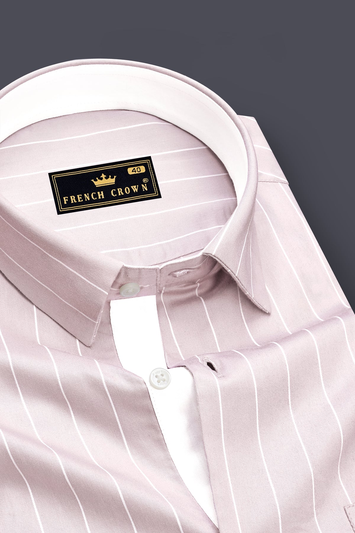 Veyron-Fantasy Gray and Bright White Pin Striped Subtle Sheen Premium Cotton Dress Shirt