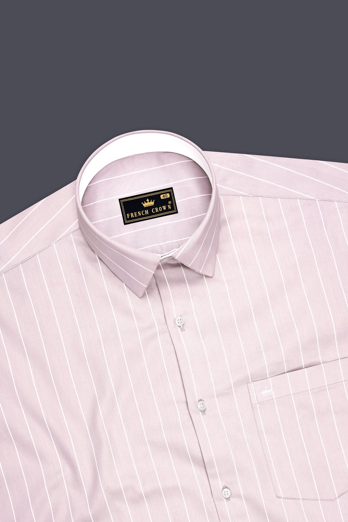 Veyron-Fantasy Gray and Bright White Pin Striped Subtle Sheen Premium Cotton Dress Shirt