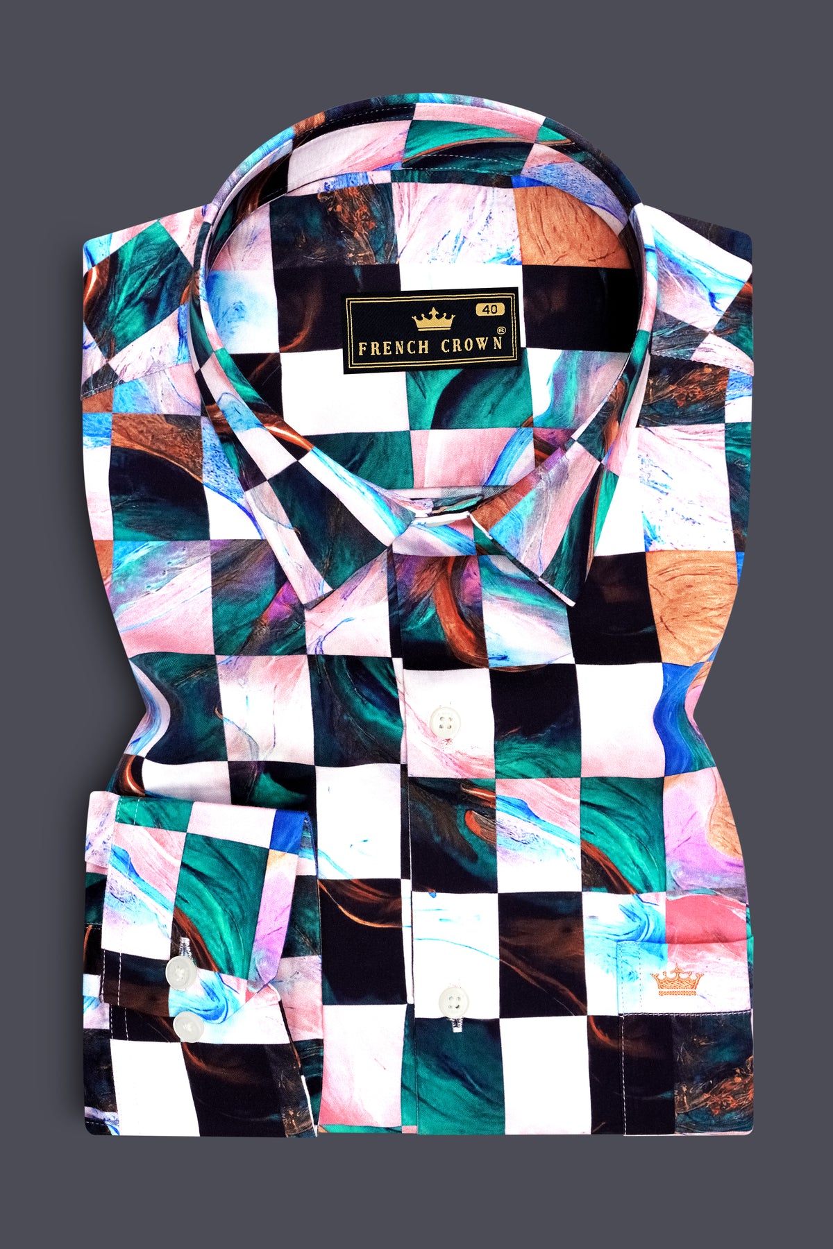 Aurelio-Ocean Blue and Cherub white Abstract Geometric Multicolour Printed Subtle Sheen Super Soft Premium Cotton Casual Shirt