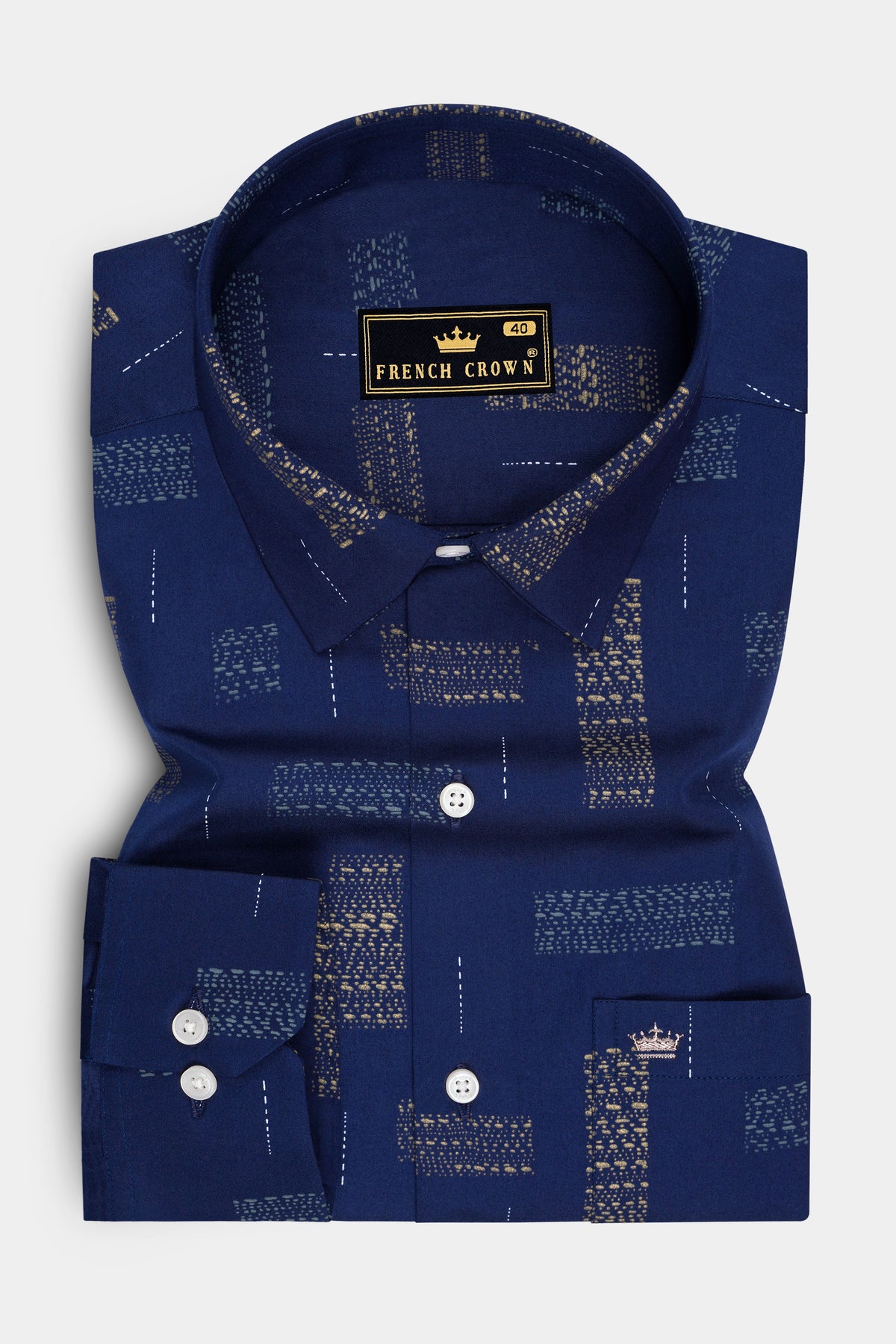 Ikara-Mirage Blue Artisan Ikat Printed Subtle Sheen Super Soft Premium Cotton Dress Shirt