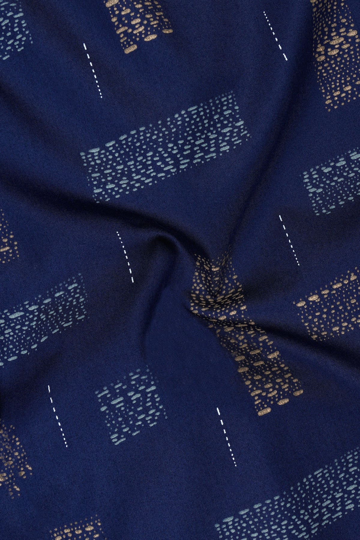 Ikara-Mirage Blue Artisan Ikat Printed Subtle Sheen Super Soft Premium Cotton Mandarin Casual Shirt