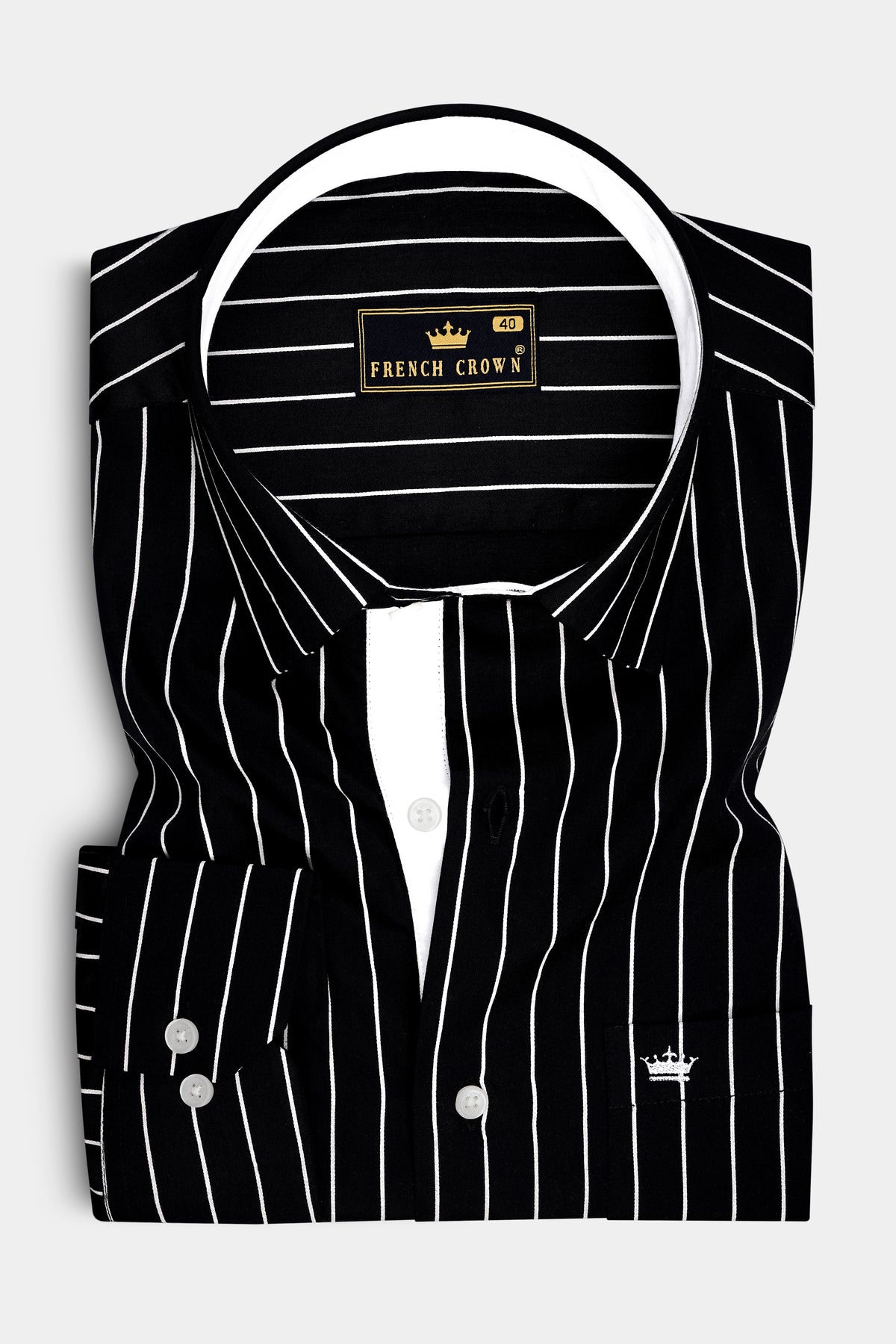 Monarch-Jade Black and Bright White Pin Striped Subtle Sheen Premium Cotton Dress Shirt