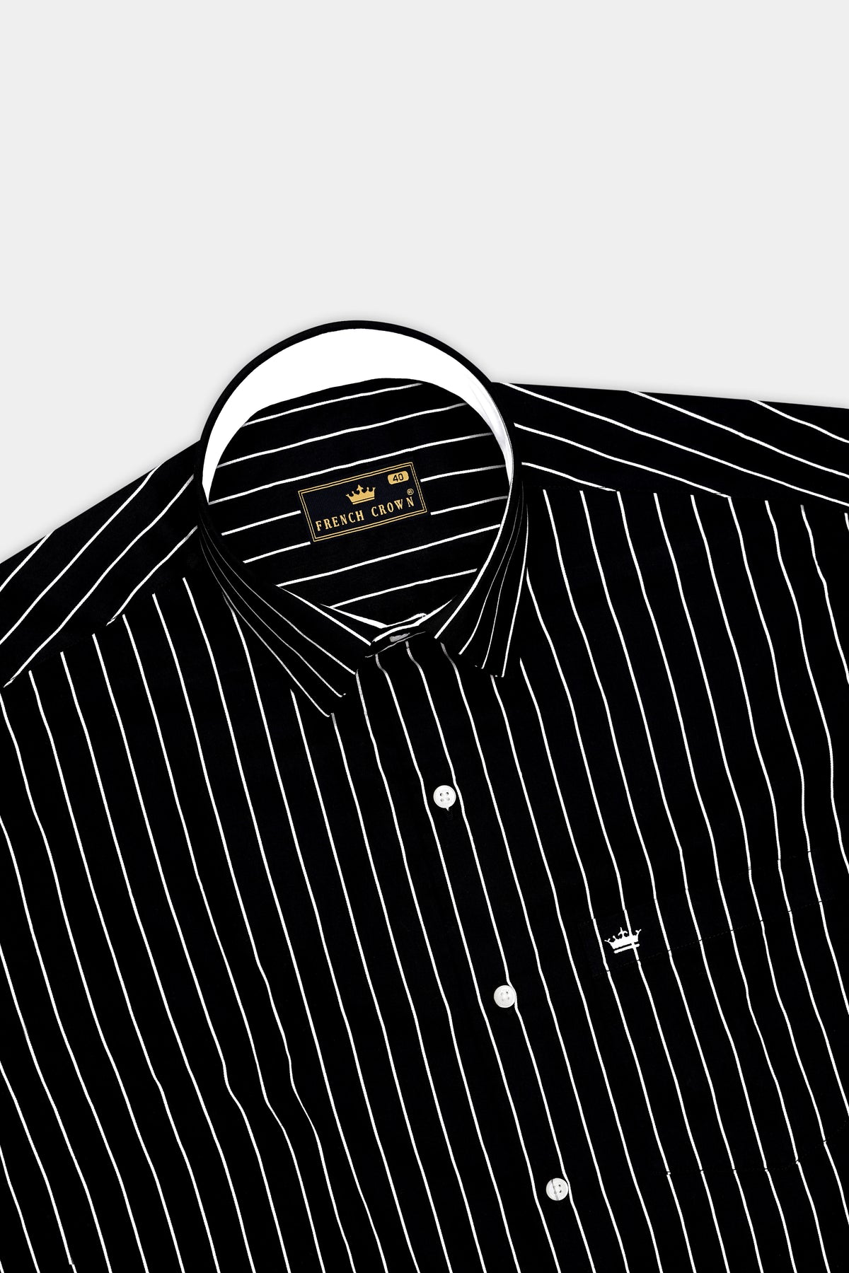 Monarch-Jade Black and Bright White Pin Striped Subtle Sheen Premium Cotton Dress Shirt