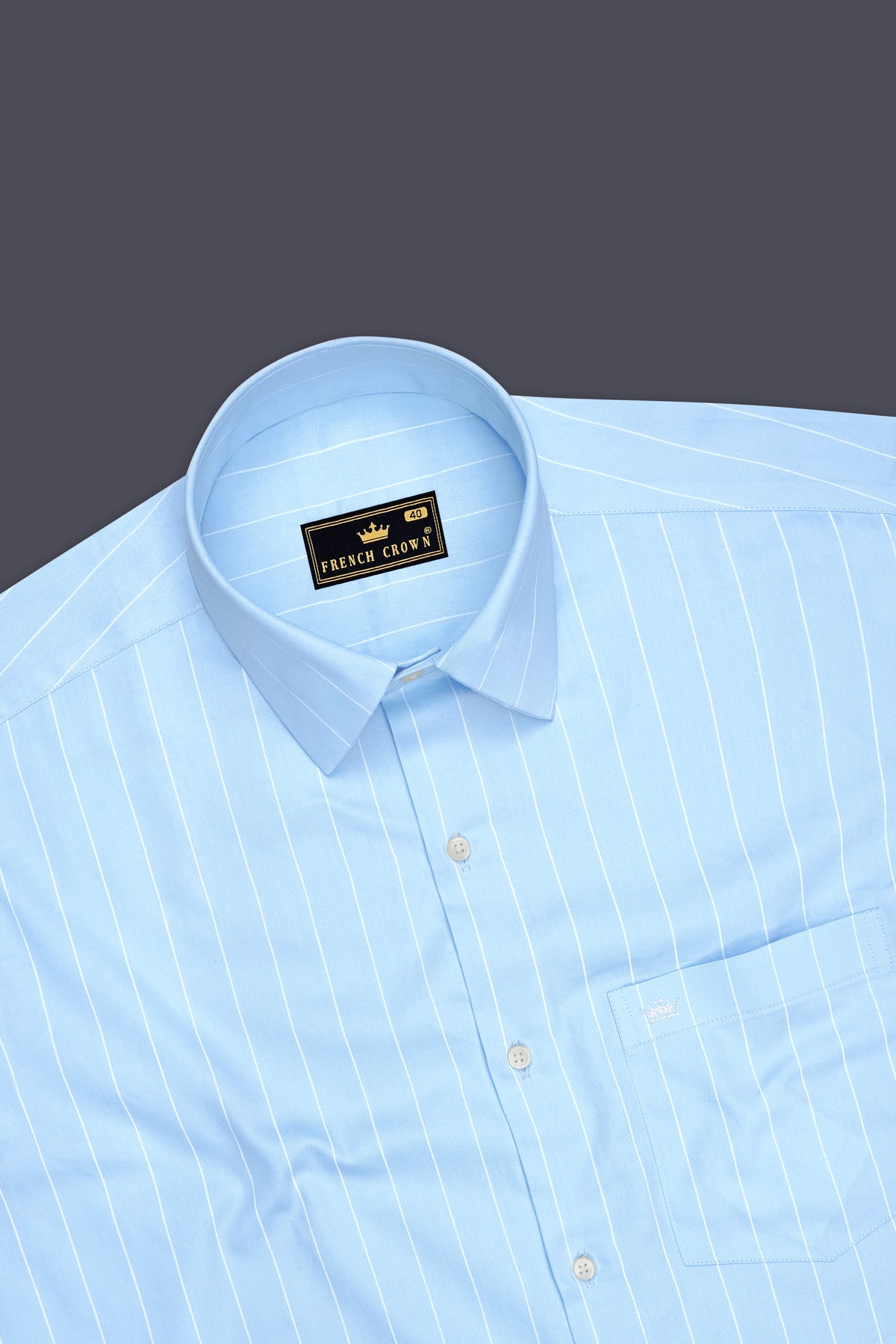 Striata-Hawkes Blue and Bright White Pin Striped Subtle Sheen Super Soft Premium Cotton Dress Shirt