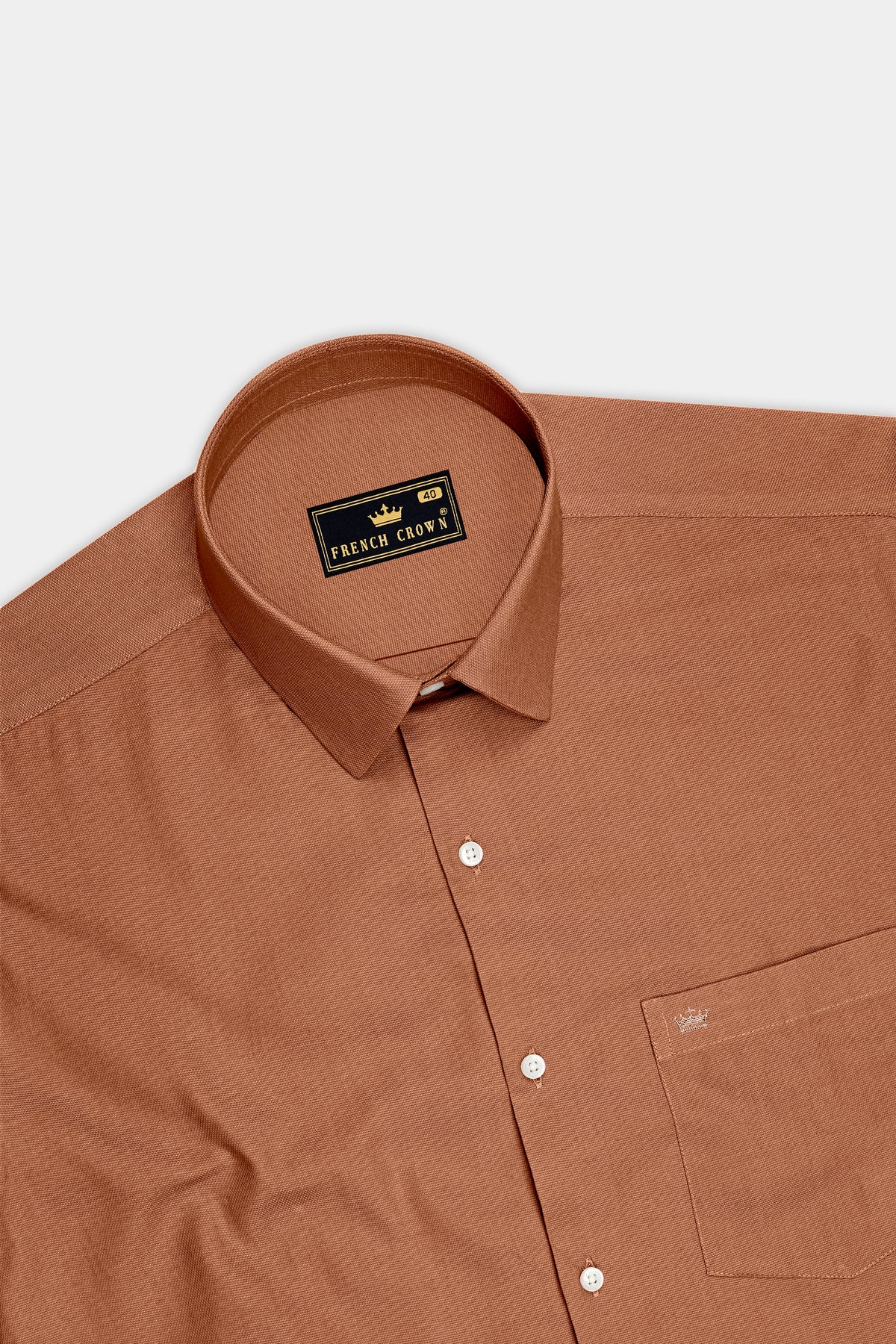 Terrene-Clay Brown Dobby Textured Premium Giza Cotton Dress Shirt