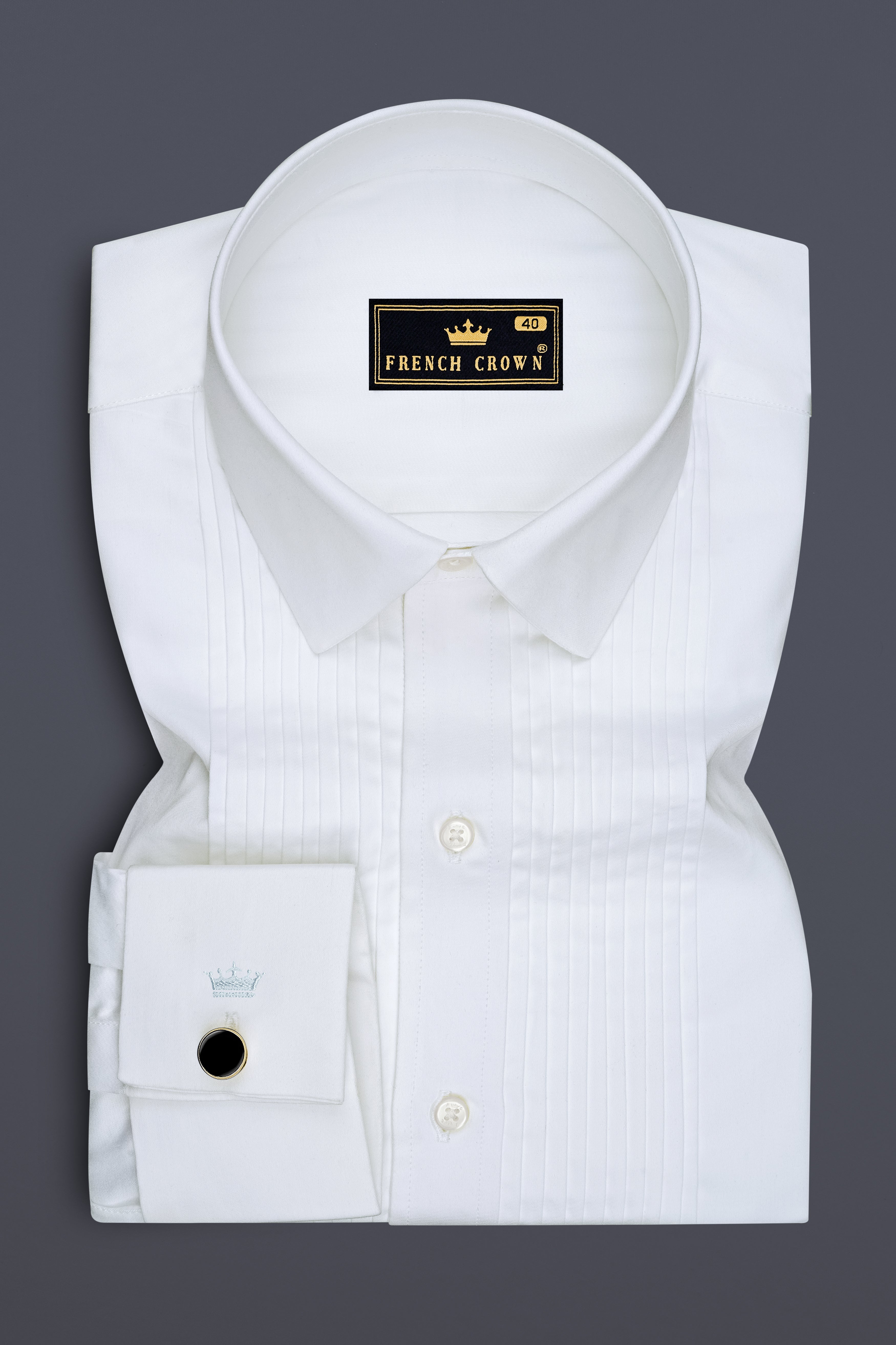Lumina-Bright White French Cuff Subtle Sheen Super Soft Premium Cotton Tuxedo Dress Shirt