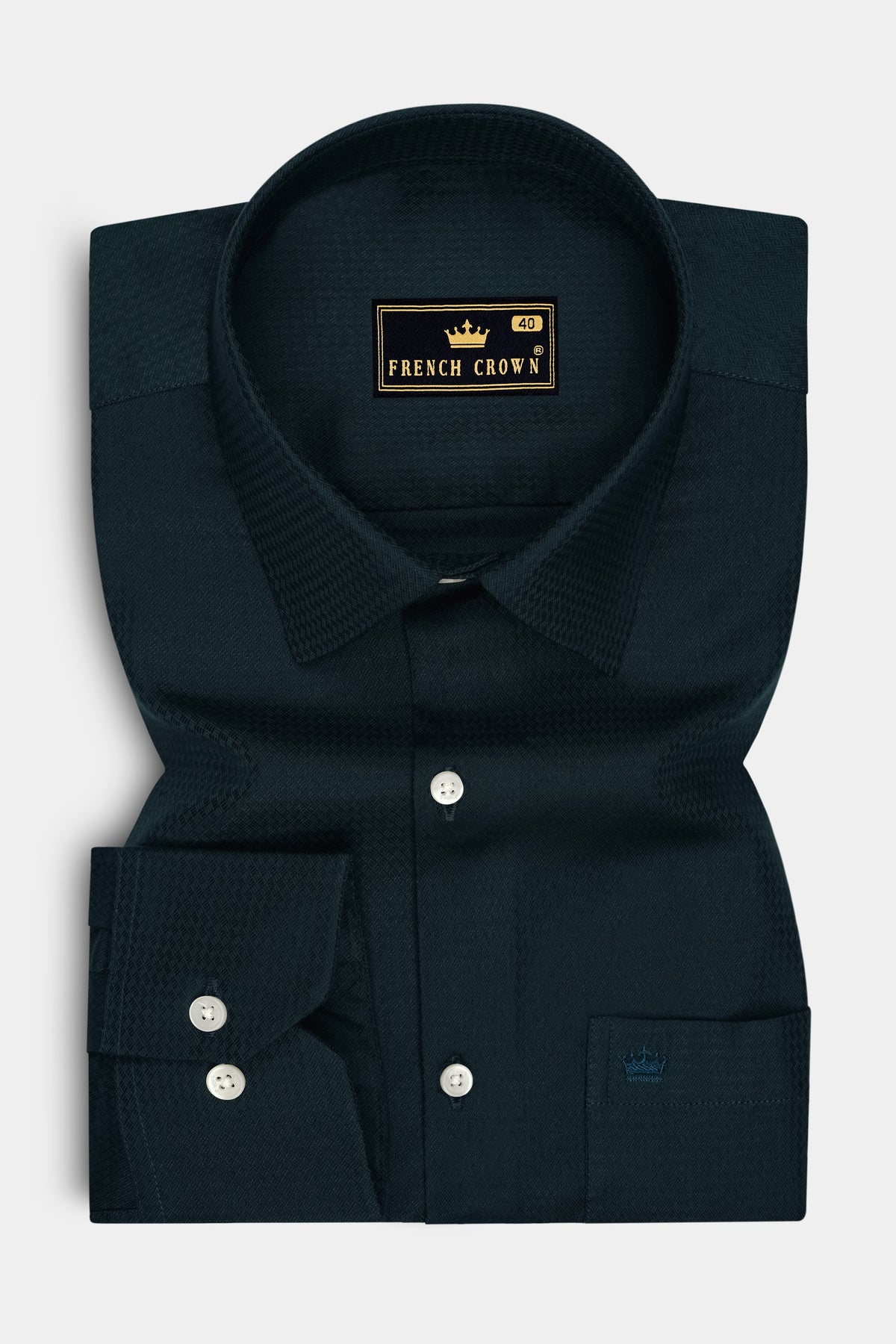 Sylvan-Aztec Green Jacquard Textured Premium Cotton Dress Shirt