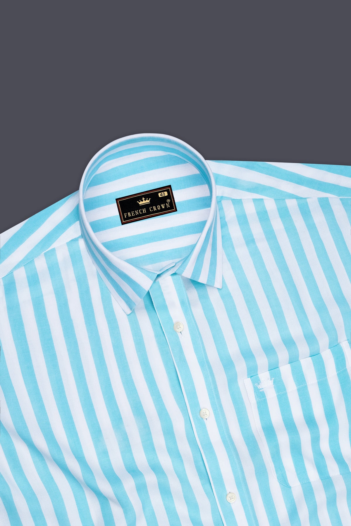 Celestine-Aquamarine Blue And Bright White Candy Striped Super Soft Tencel Dress Shirt