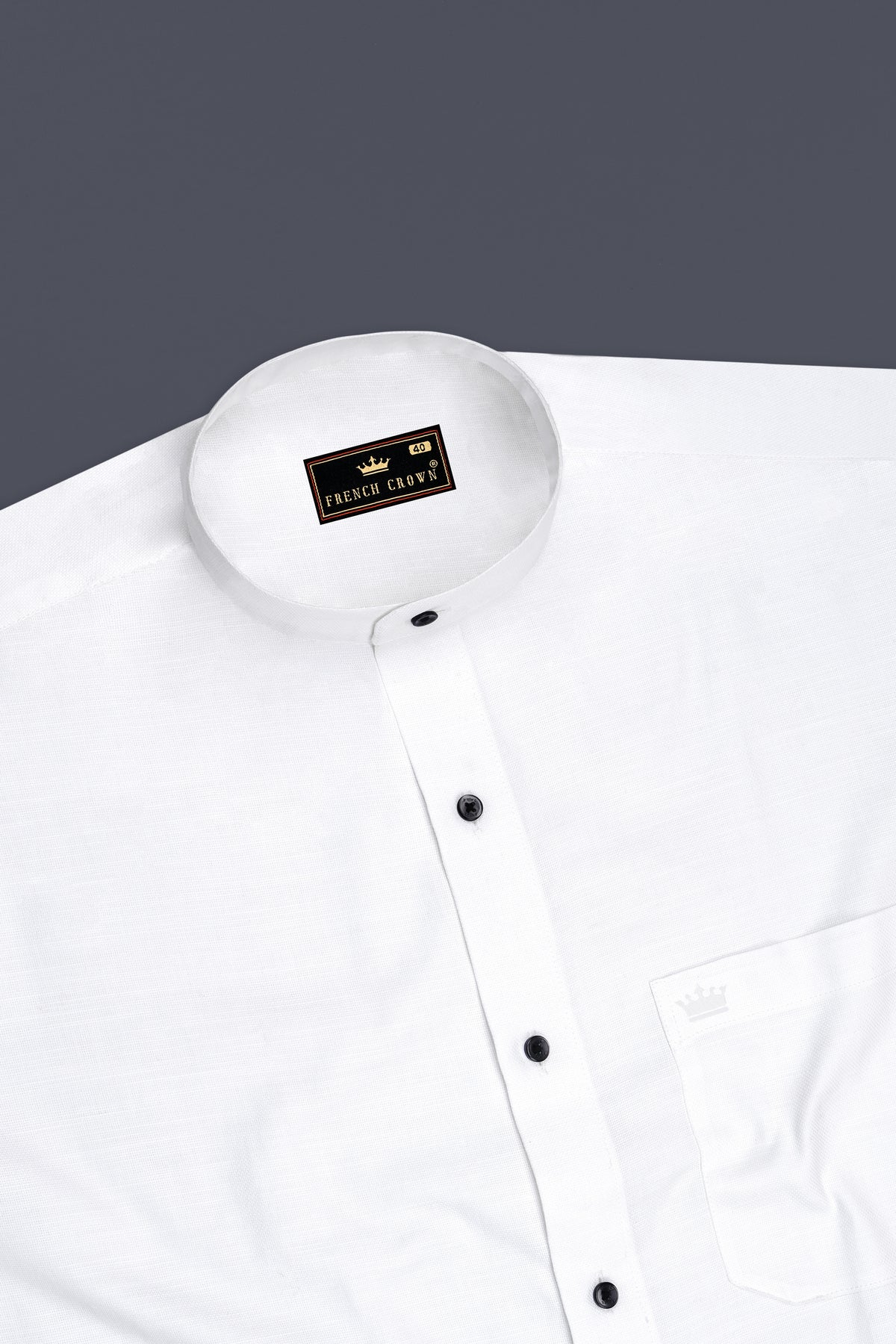 Alvion-Bright white Dobby Textured Premium Giza Cotton Mandarin Collar Casual Shirt