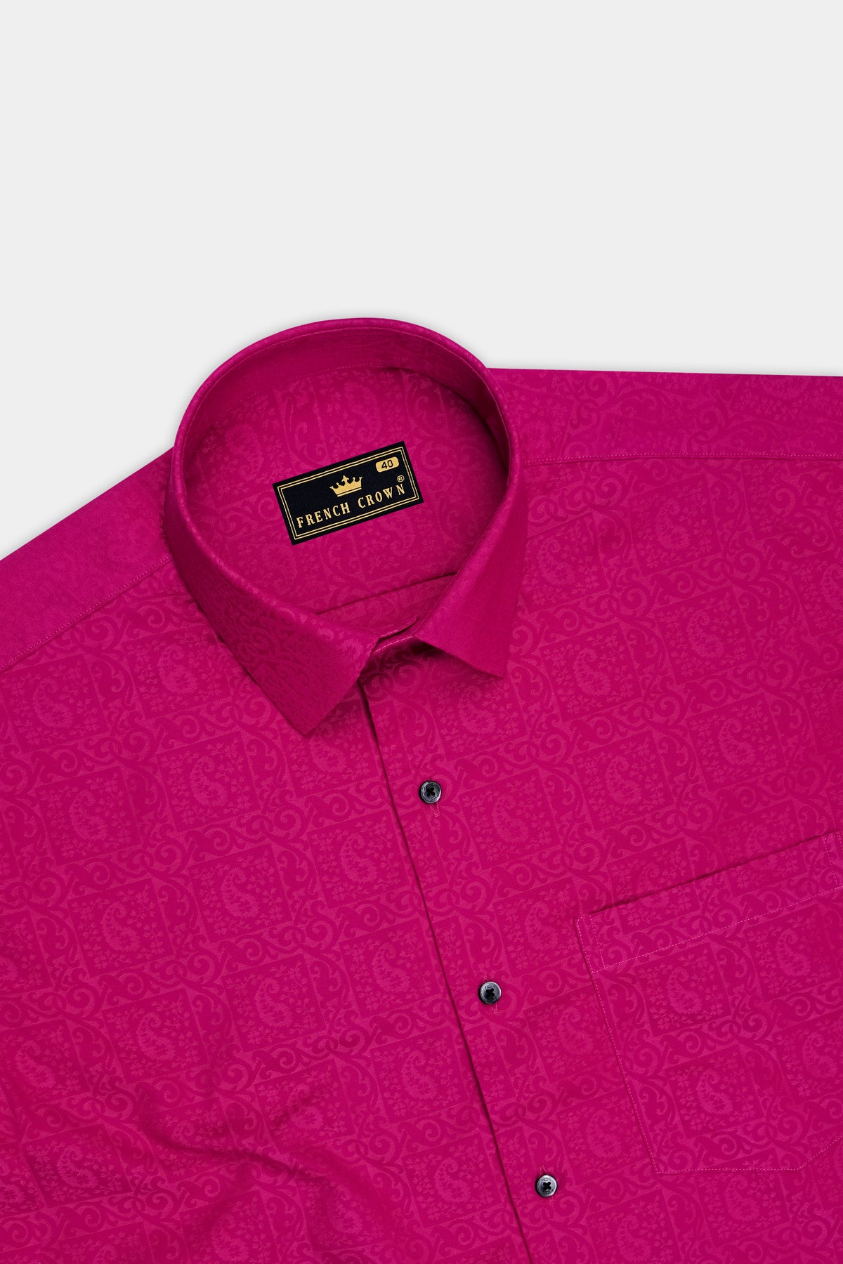 Eloria-Toledo Pink Jacquard Textured Premium Cotton Dress Shirt