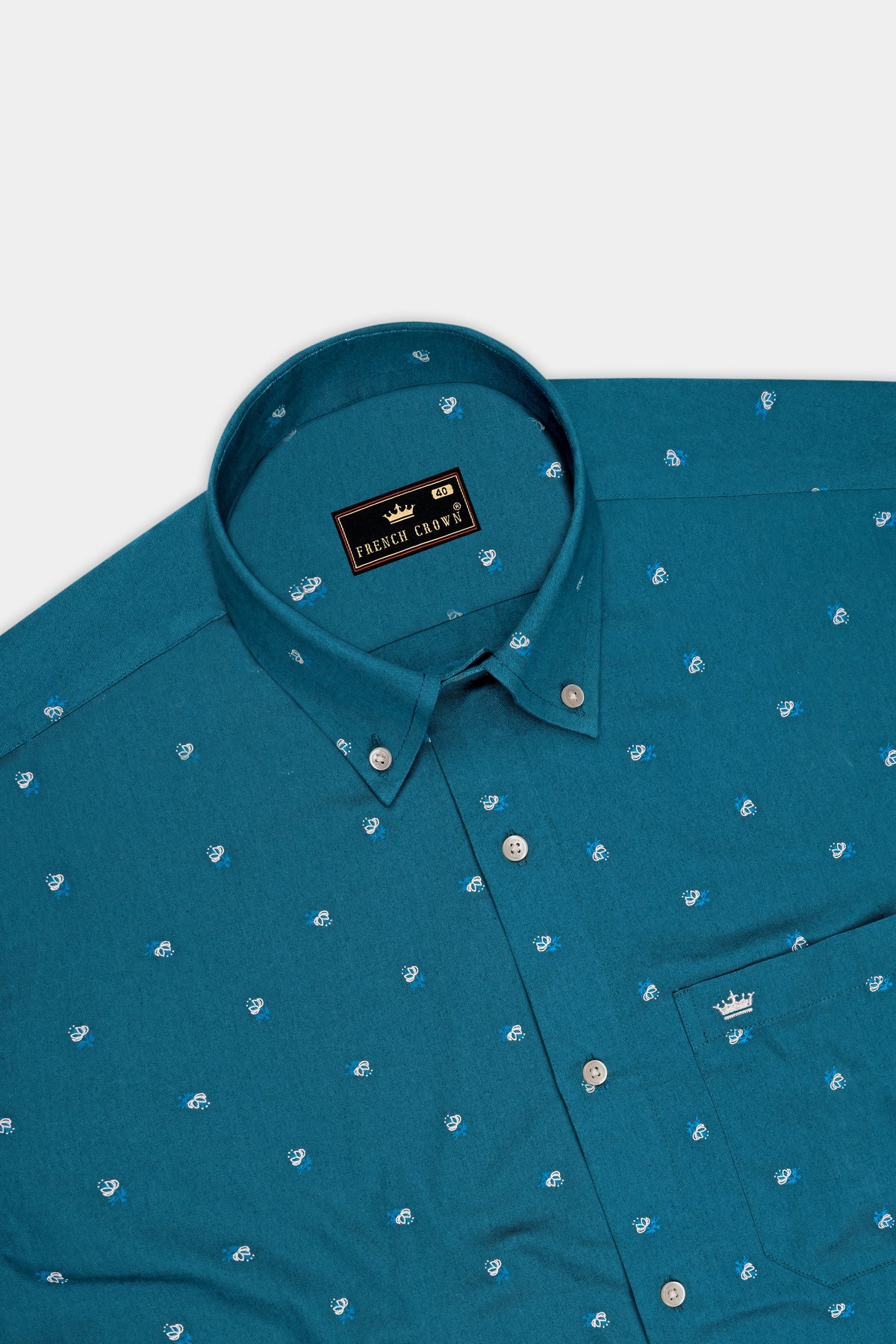 Arden-Casal Green Twill Printed Cotton Button Down Casual Shirt