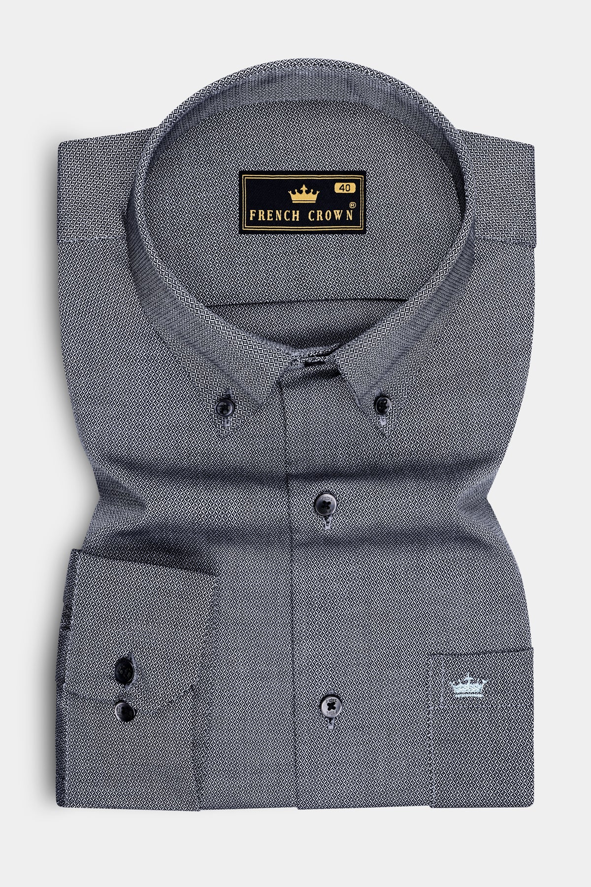 Nocturne-Mako Gray Jacquard Textured Premium Cotton Button Down Dress Shirt