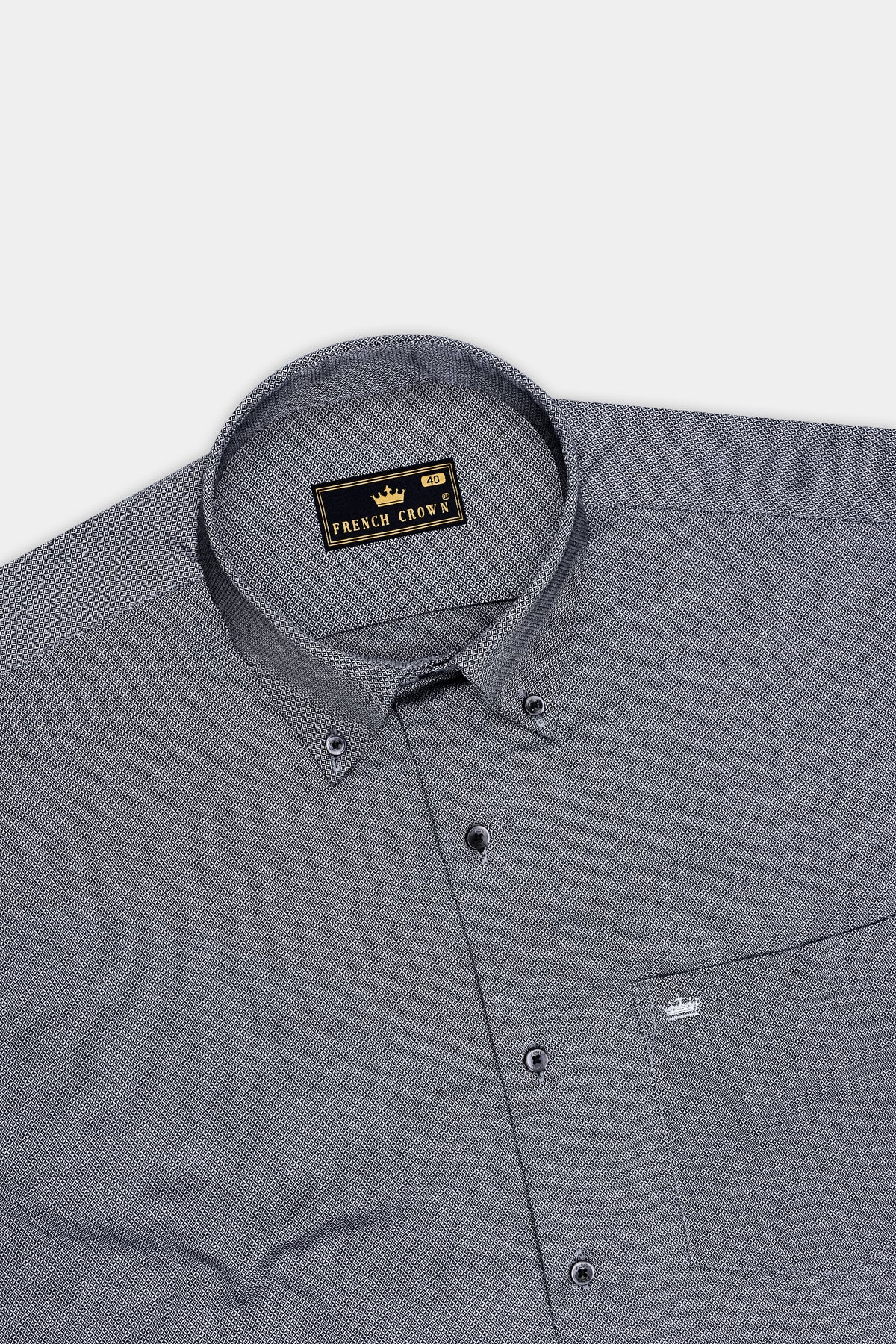 Nocturne-Mako Gray Jacquard Textured Premium Cotton Button Down Dress Shirt