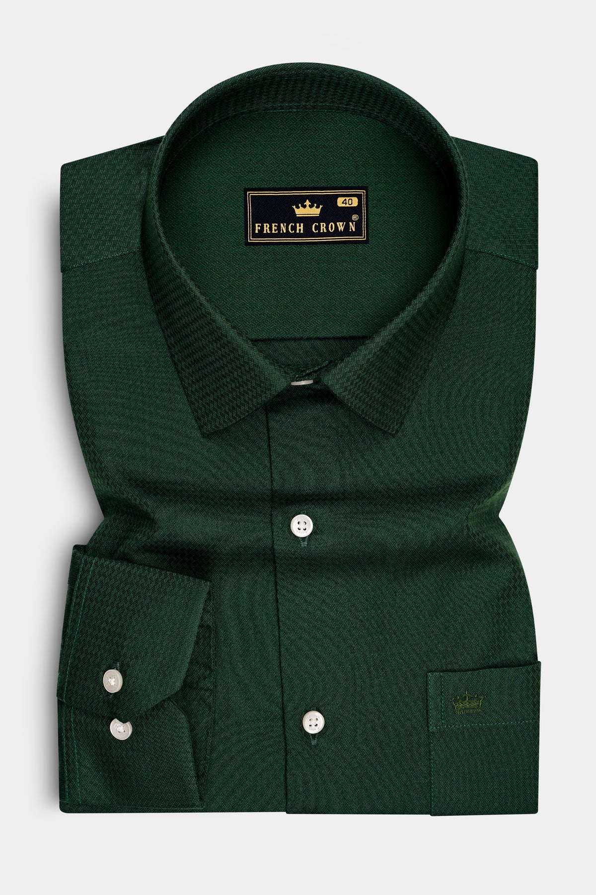 Verdant-Jungle Green Jacquard Textured Premium Cotton Dress Shirt