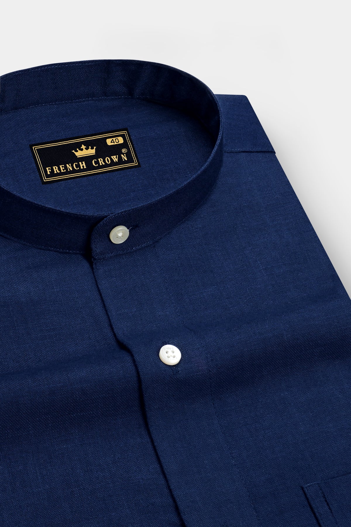 Zephyr-Vulcan Blue Luxurious Linen Mandarin Casual Shirt