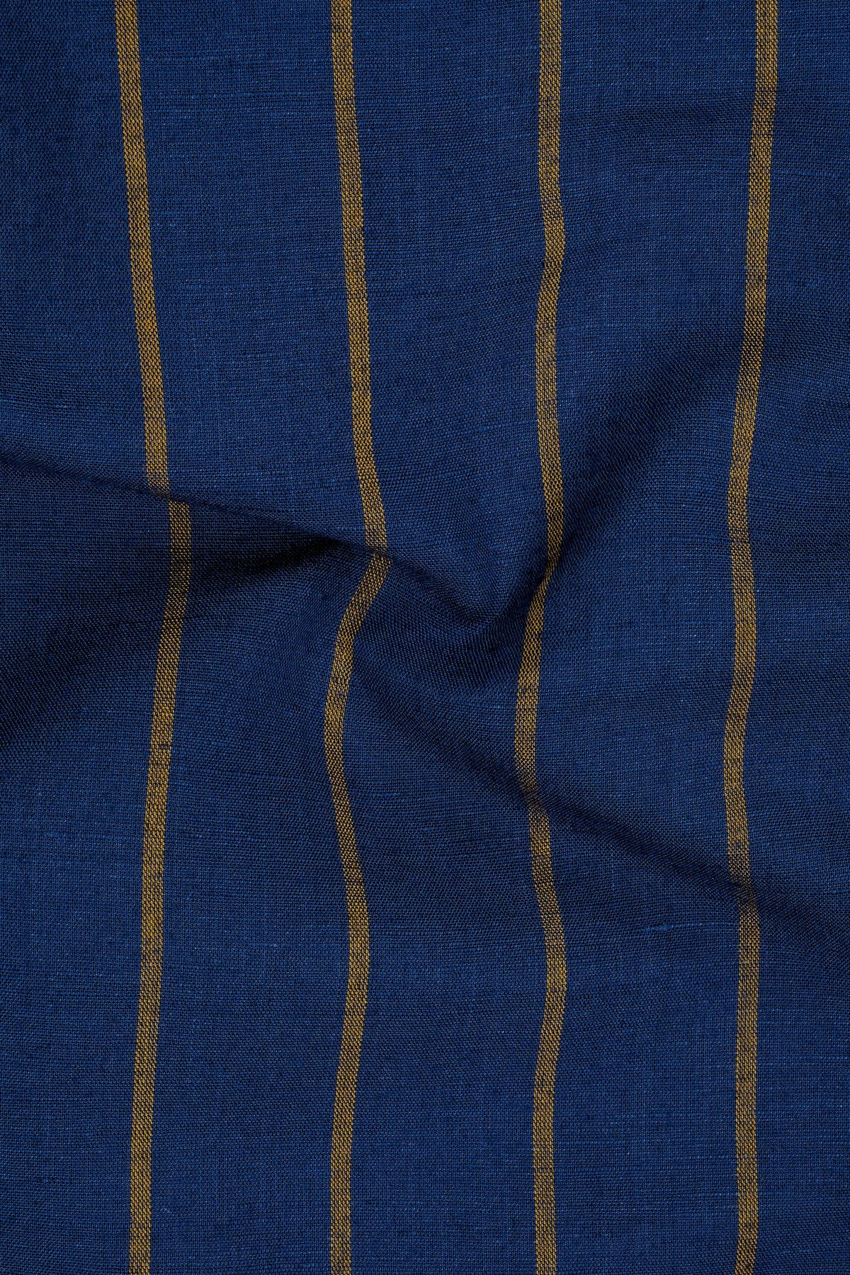 Sirocco-Marine Blue And Desert Brown Striped Luxurious Linen Mandarin Casual Shirt