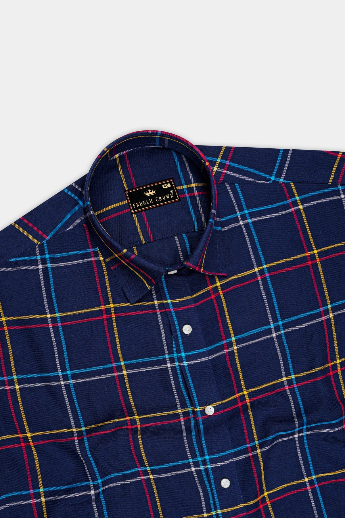 Marcell-Yale Blue Plaid Twill Premium Cotton Casual Shirt
