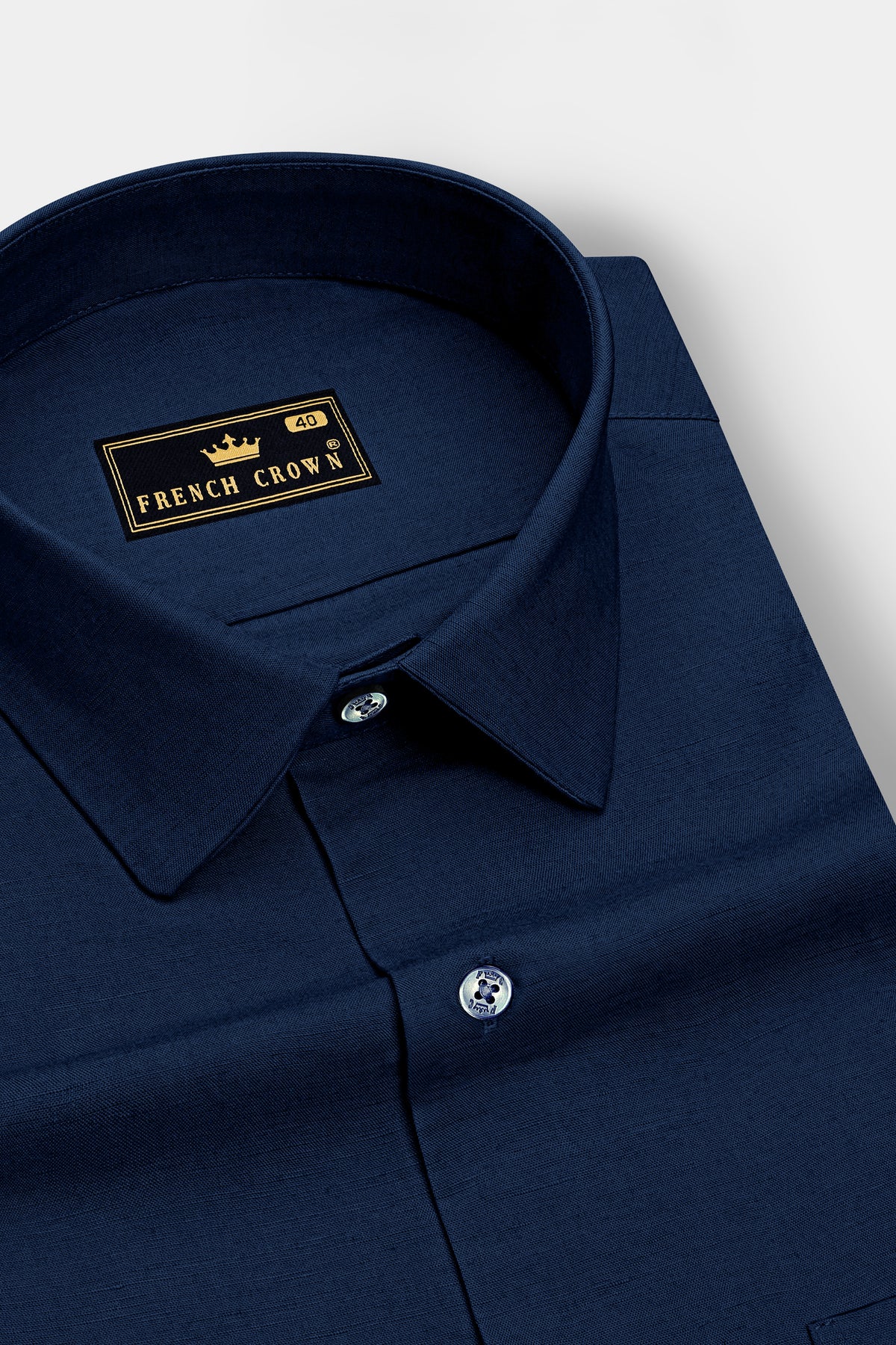 Aveline-Cinder Blue Luxurious Linen Dress Shirt