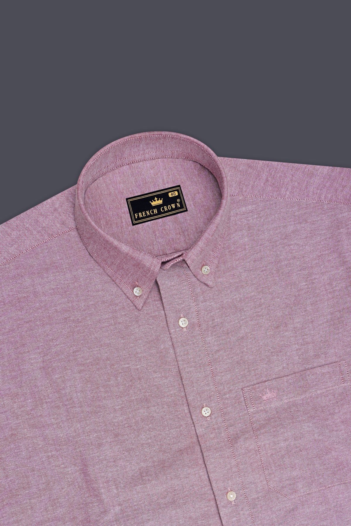 Florent-Opium Pink Textured Oxford Premium Cotton Button Down Dress Shirt