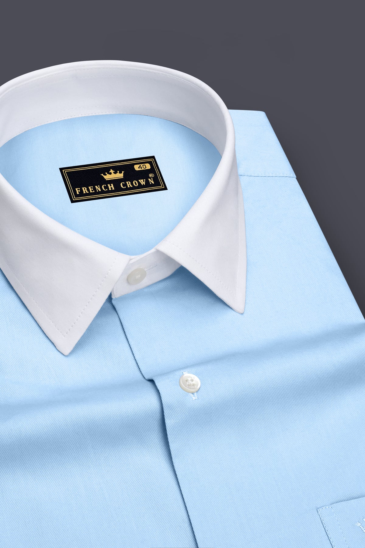 Nivelle-Cornflower Blue Twill Premium Cotton White Cuff Collar Dress Shirt