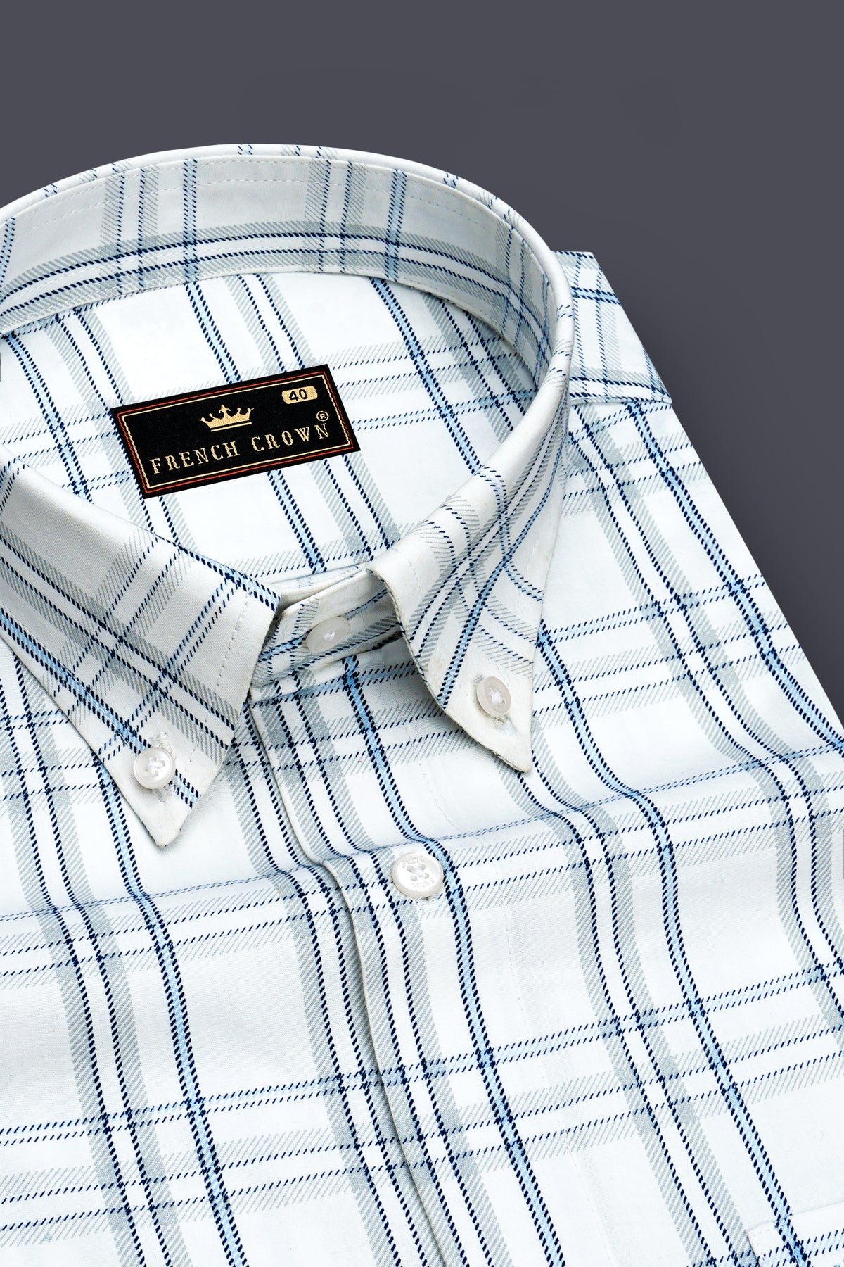 Ocevia-Bright White And Onahau Blue Poplin Giza Cotton Button Down Semi Formal Shirt