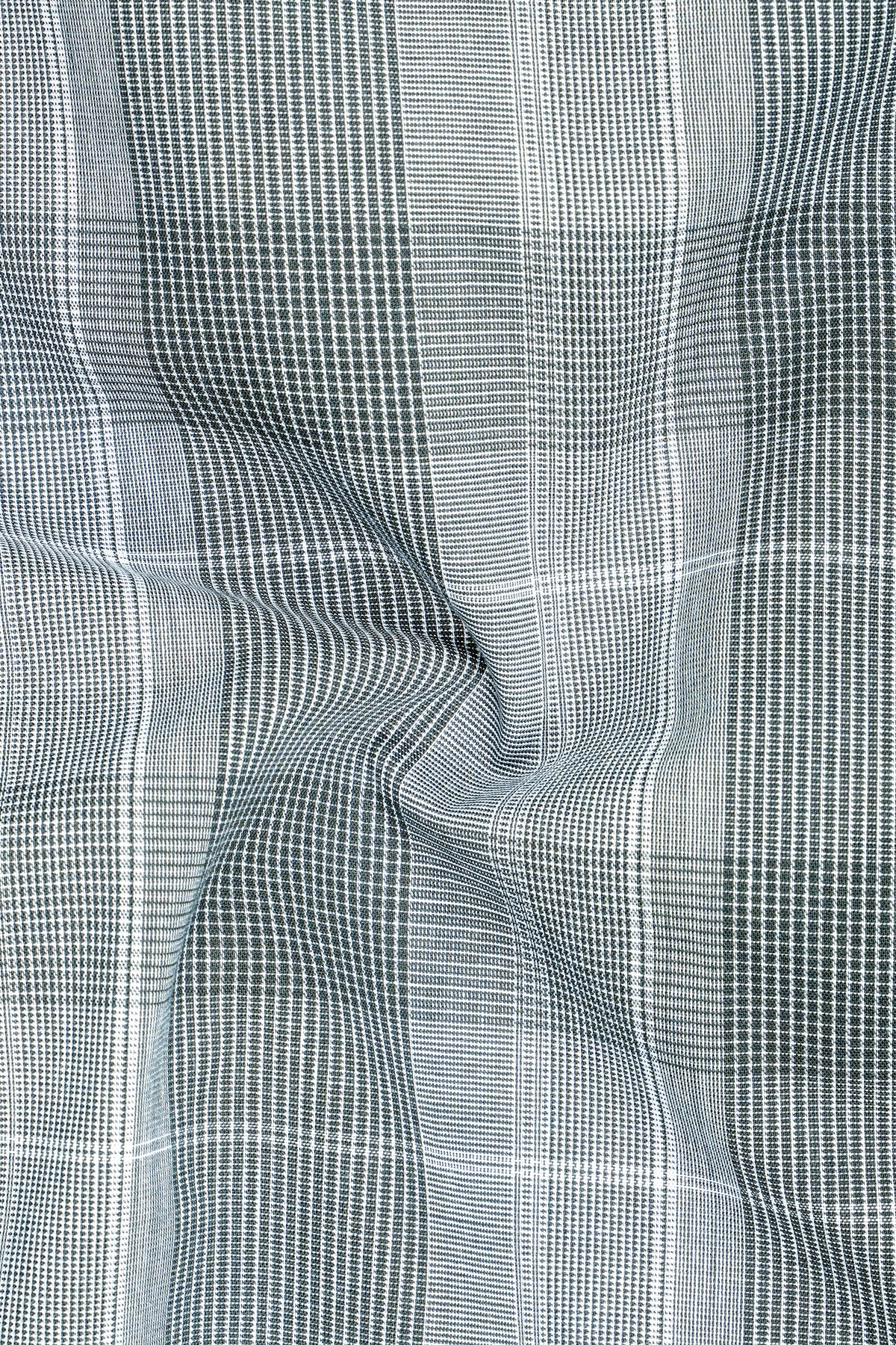 Veyron-Mist Gray Micro Glen Check Poplin Giza Cotton Casual Shirt