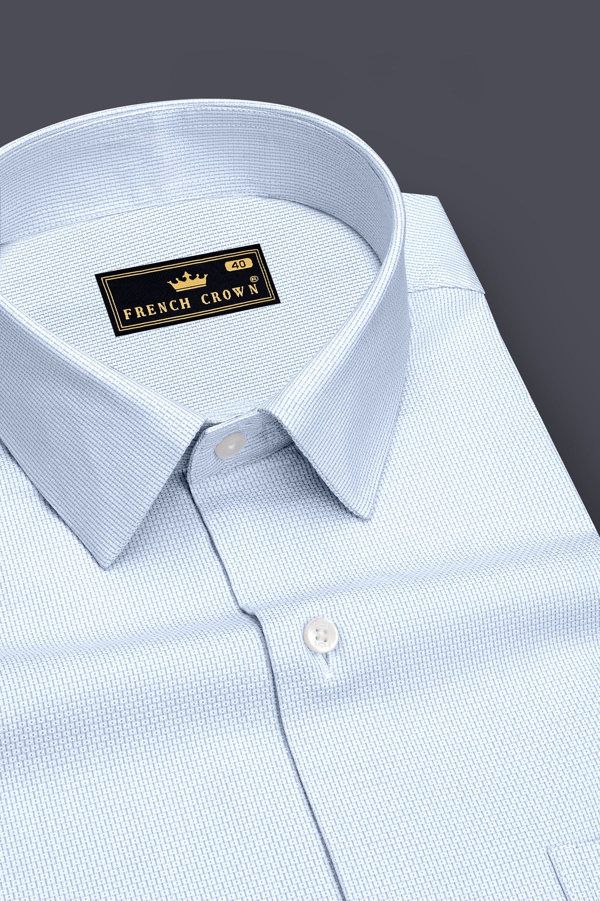 Silvane-Heather Blue Dobby Textured Premium Giza Cotton Dress Shirt