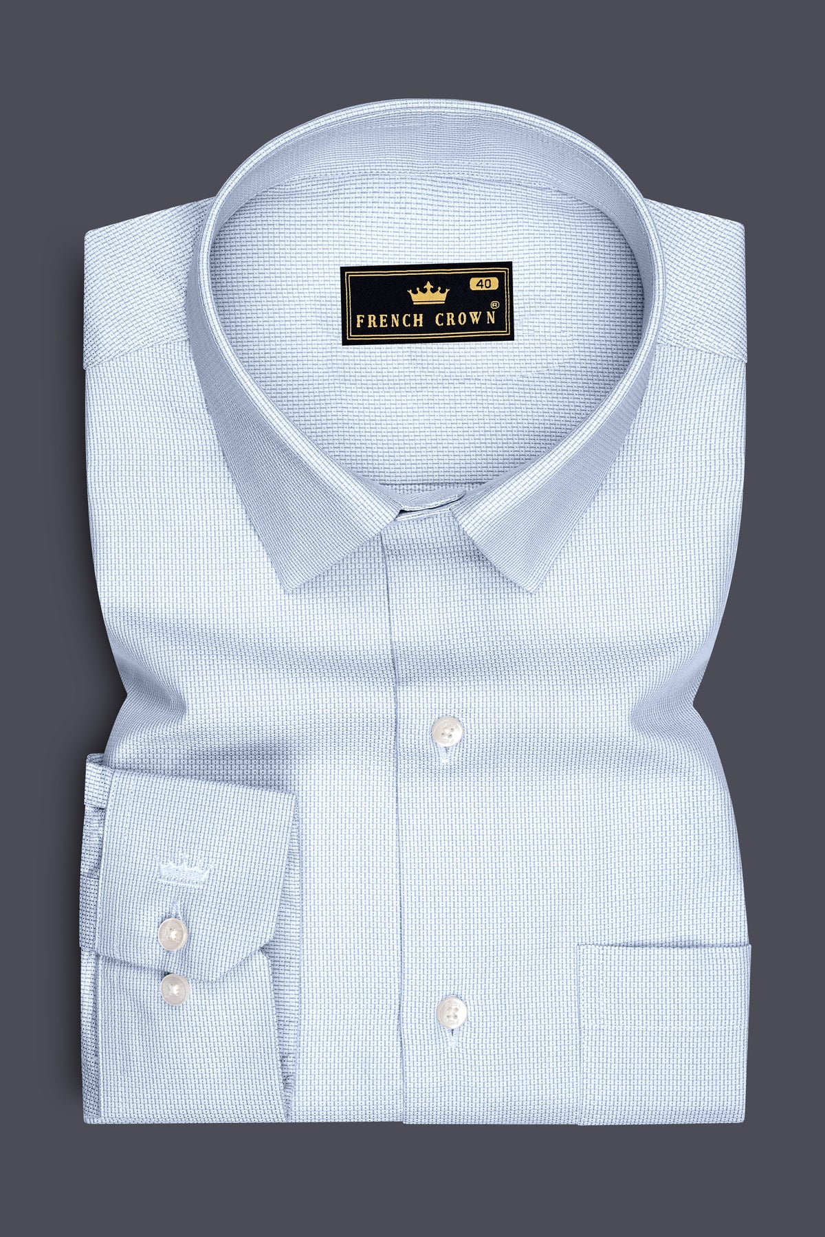 Silvane-Heather Blue Dobby Textured Premium Giza Cotton Dress Shirt