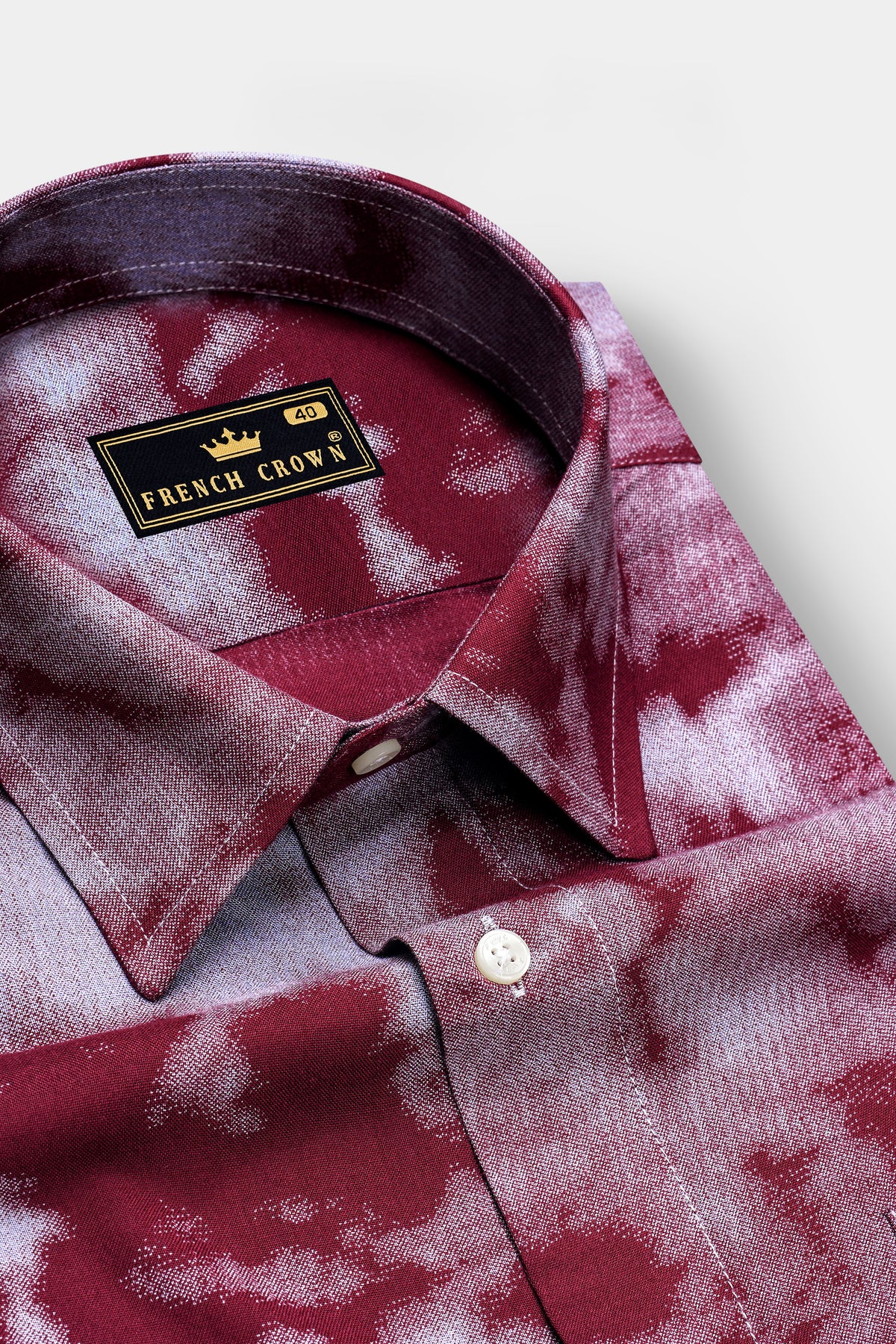 Fusion-Merlot Maroon And Manatee Gray Marbled Tie-Dye Printed Super Soft Tencel Casual Shirt