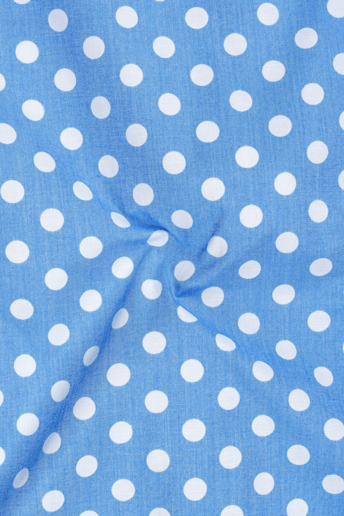 Azure-Moonstone Blue And Bright White Chambray Polka Dot White Cuff Collar Semi Formal Shirt