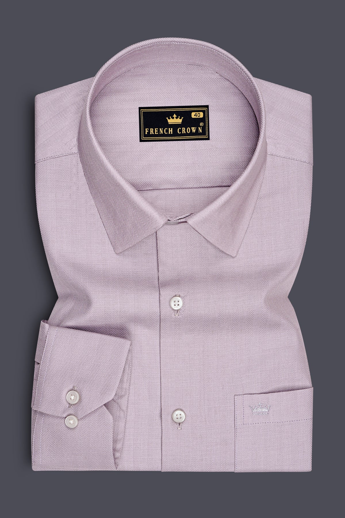 Velaris-Thistle Purple Herringbone Textured Premium Cotton Dress Shirt