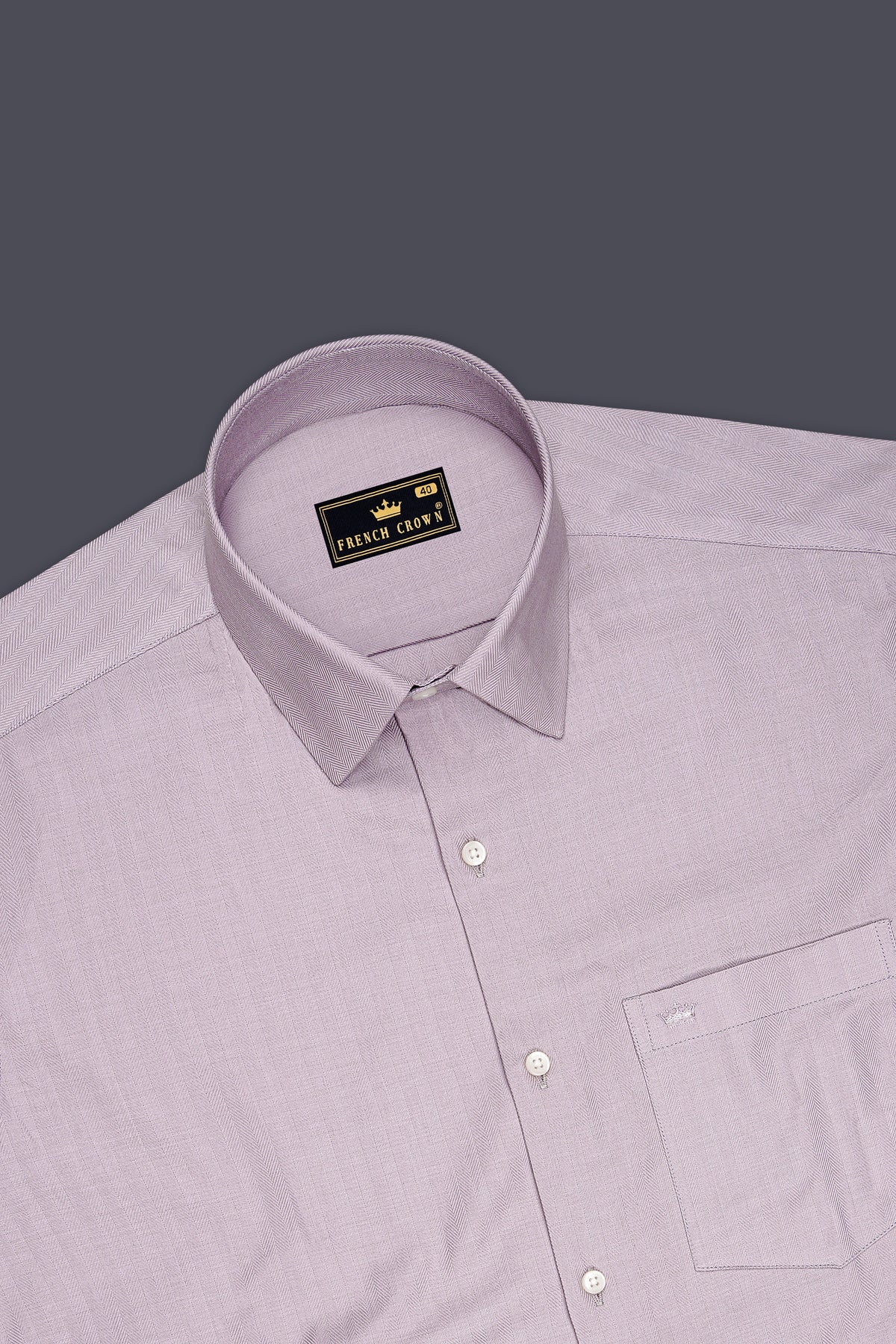 Velaris-Thistle Purple Herringbone Textured Premium Cotton Dress Shirt