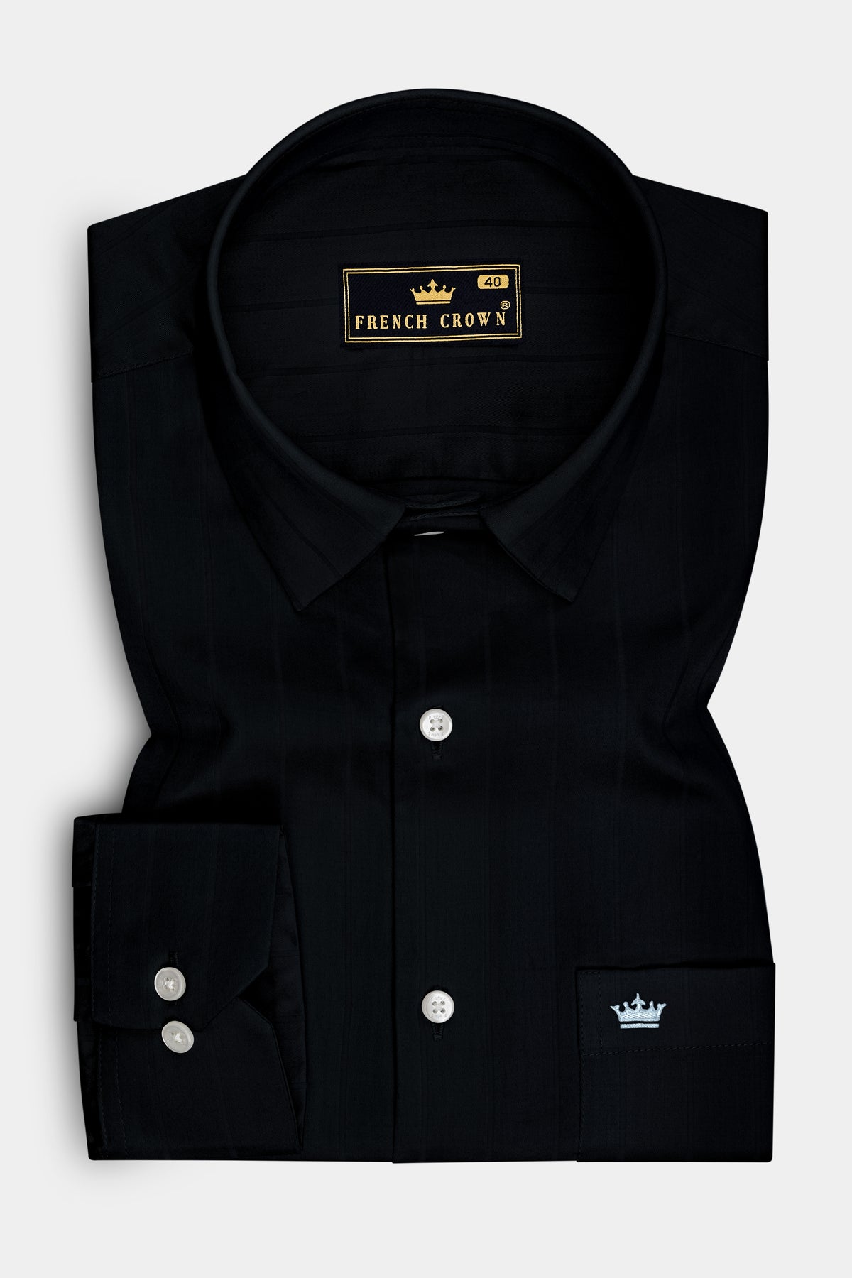 Noir-Jade Black Dobby Striped Premium Giza Cotton Dress Shirt