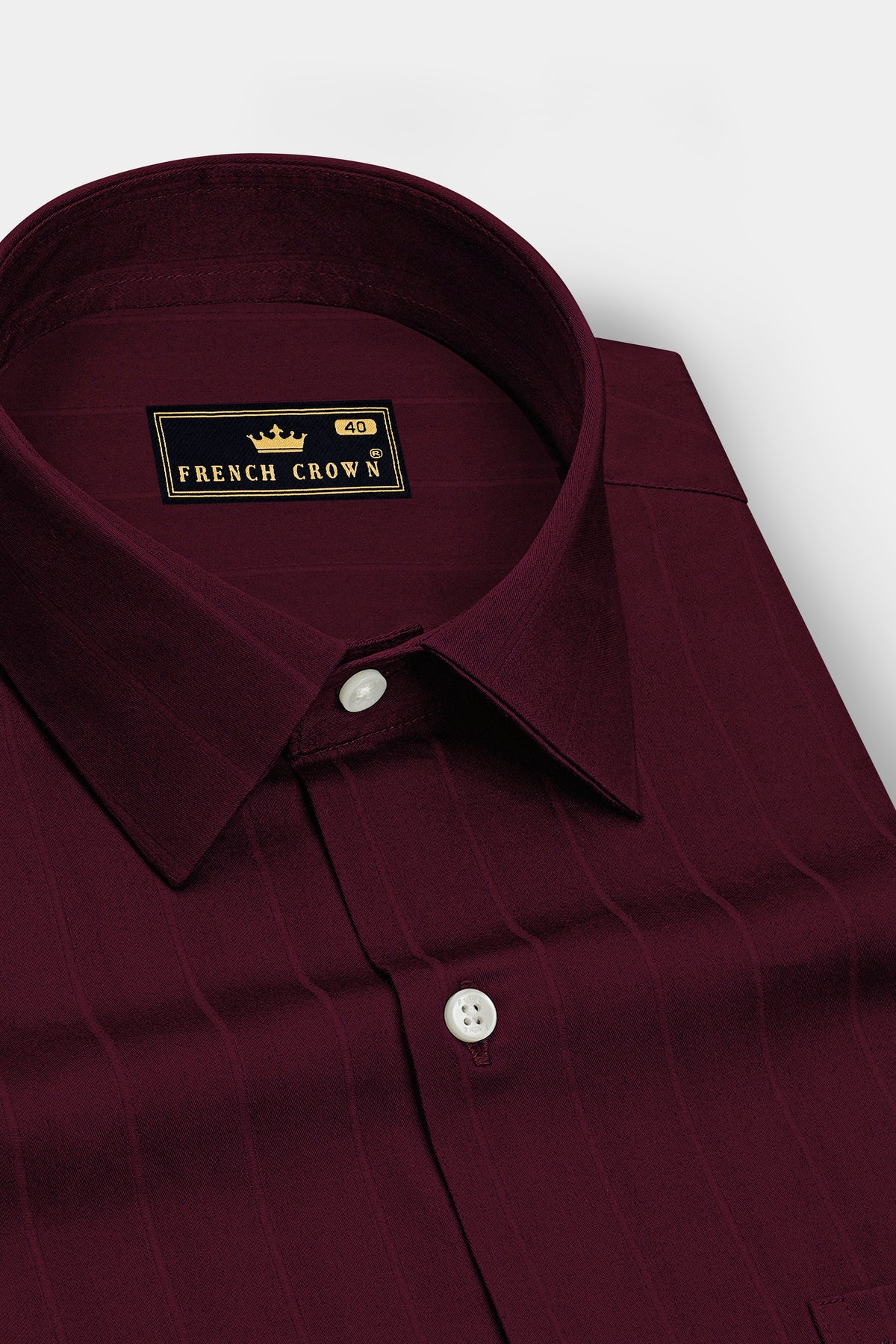 Briar-Cedar Maroon Dobby Striped Premium Giza Cotton Dress Shirt