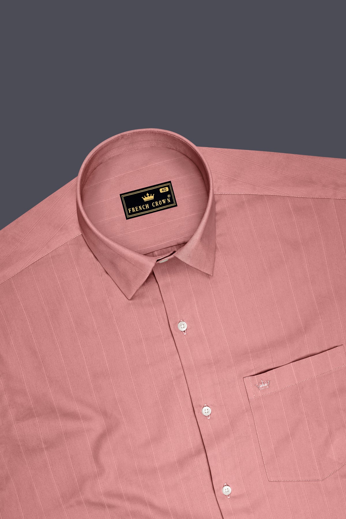Serelle-Ruddy Pink Dobby Striped Premium Giza Cotton Dress Shirt