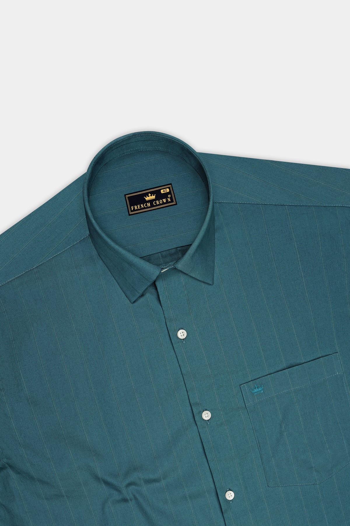 Verity-Firefly Blue Dobby Striped Premium Giza Cotton Dress Shirt