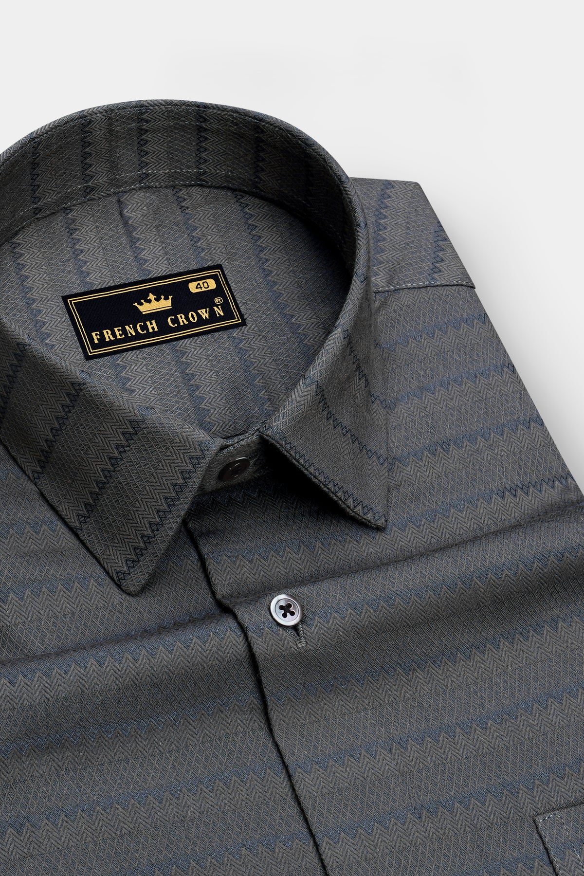 Velaris-Iridium Gray Jacquard Textured Premium Cotton Dress Shirt
