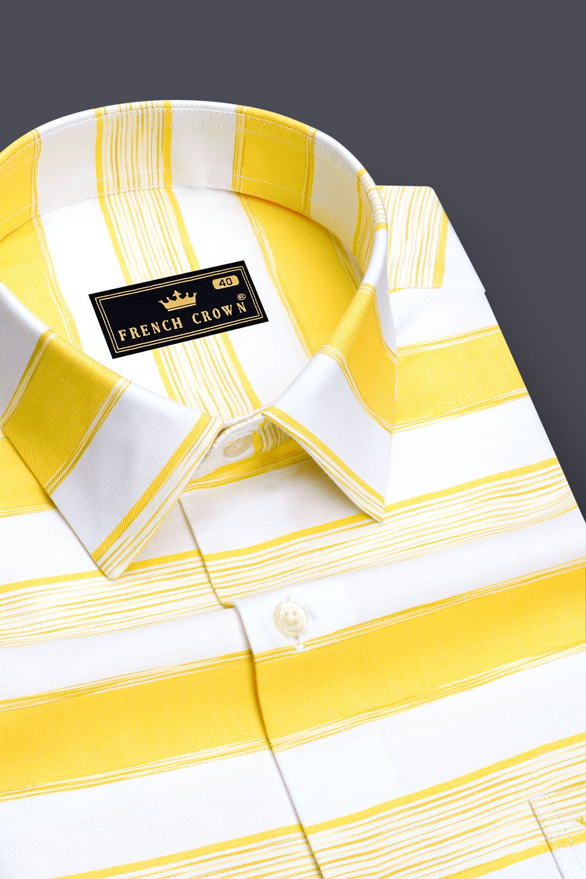 Zestivo-Icterine Yellow And Bright White Twill Horizontal Striped Premium Cotton Casual Shirt