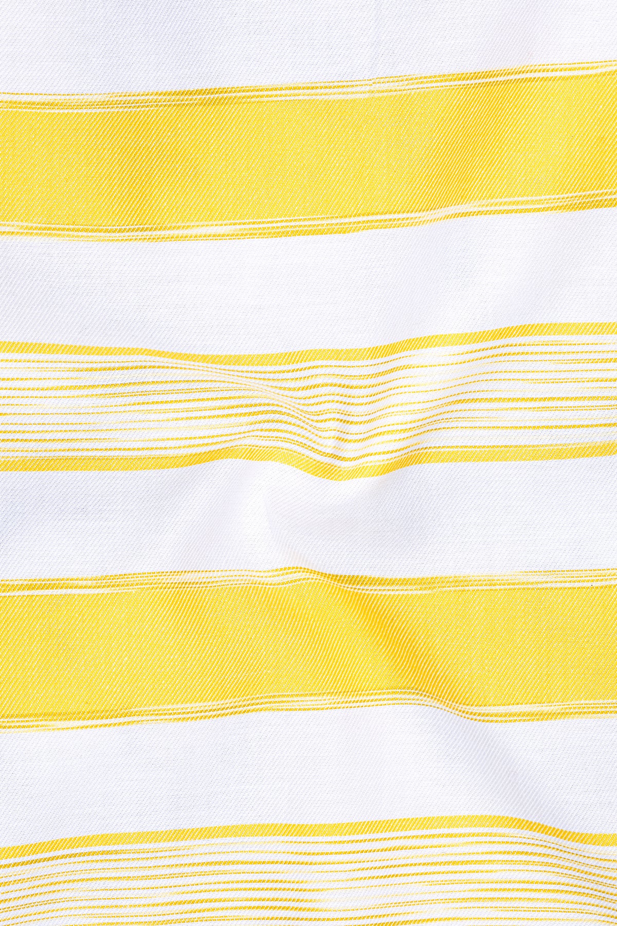 Vesper-Icterine Yellow And Bright White Twill Horizontal Striped Premium Cotton Cat Away Casual Shirt
