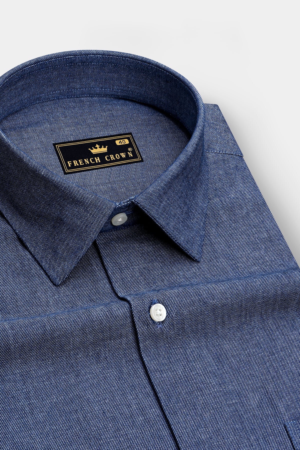 Celestia-Zodiac Blue Oxford Textured Premium Cotton Casual Shirt