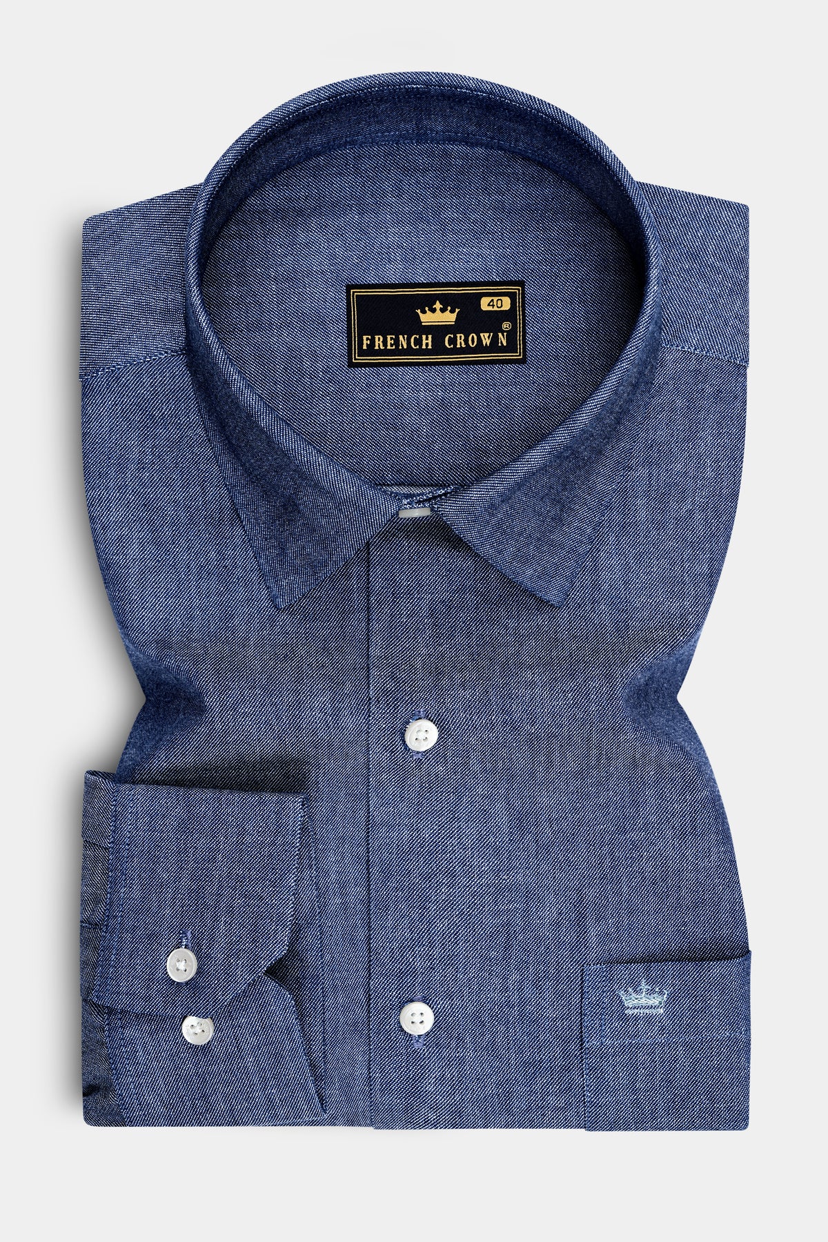 Celestia-Zodiac Blue Oxford Textured Premium Cotton Casual Shirt