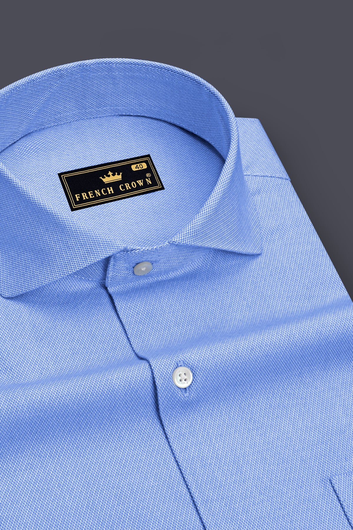 Sovereign-Portage Blue Dobby Textured Premium Giza Cotton Cut Away Dress Shirt