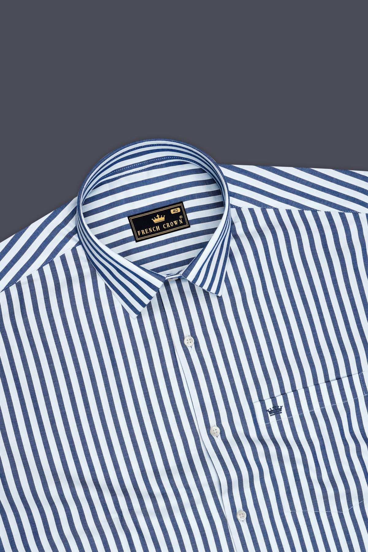 Dapper-Chambray Blue And Regent Gray Twill Candy Stripes Premium Cotton Dress Shirt