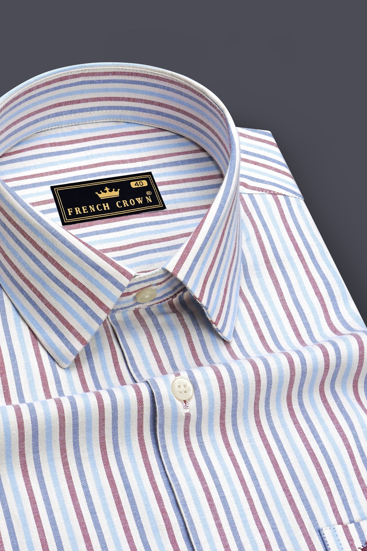 Chromatic-Periglacial Gray And Glaucous Blue Multicolour Candy Striped Oxford Premium Cotton Dress Shirt