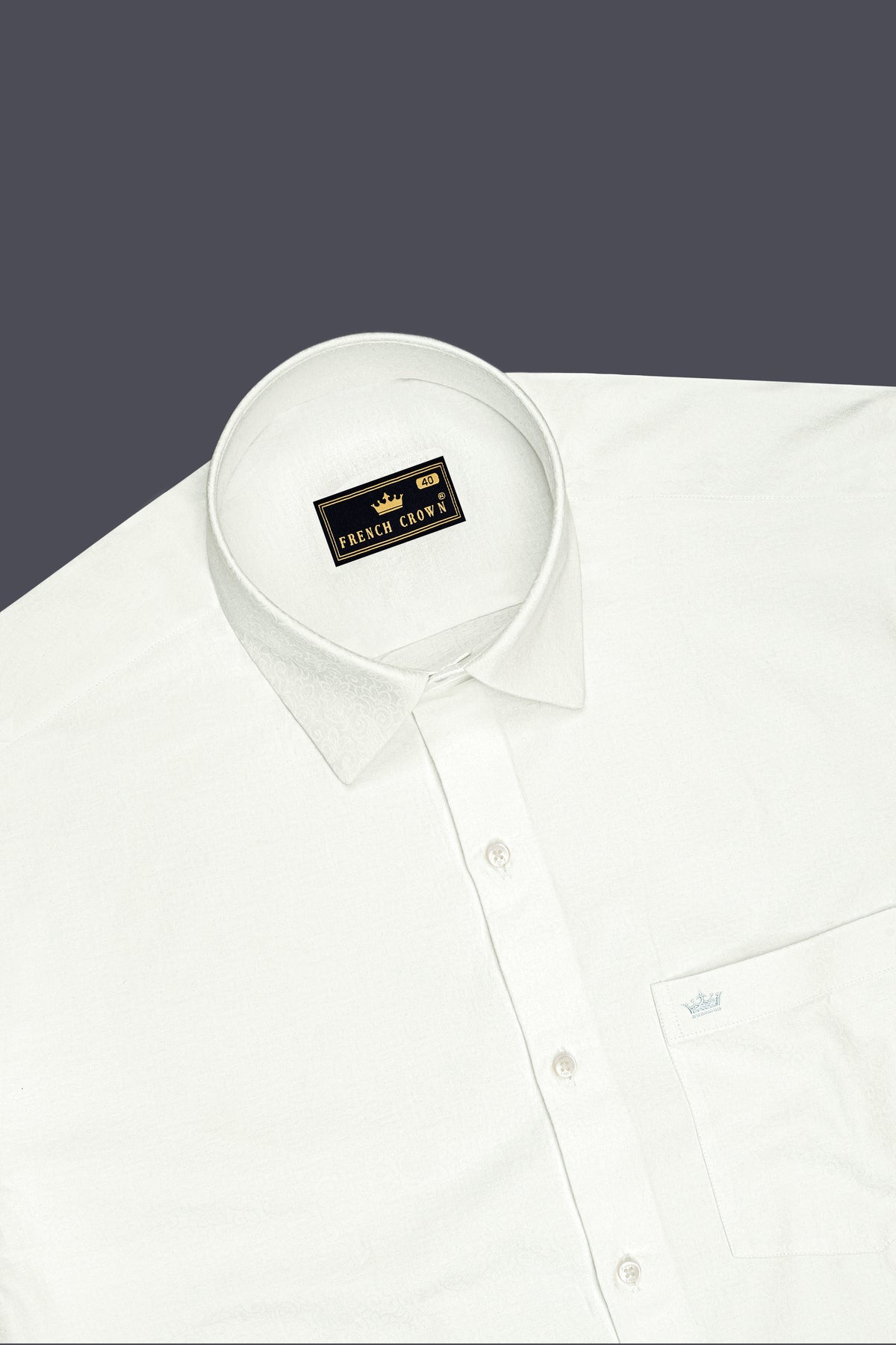Verve-Bright White Jacquard Tonal Floral Textured Premium Cotton Dress Shirt