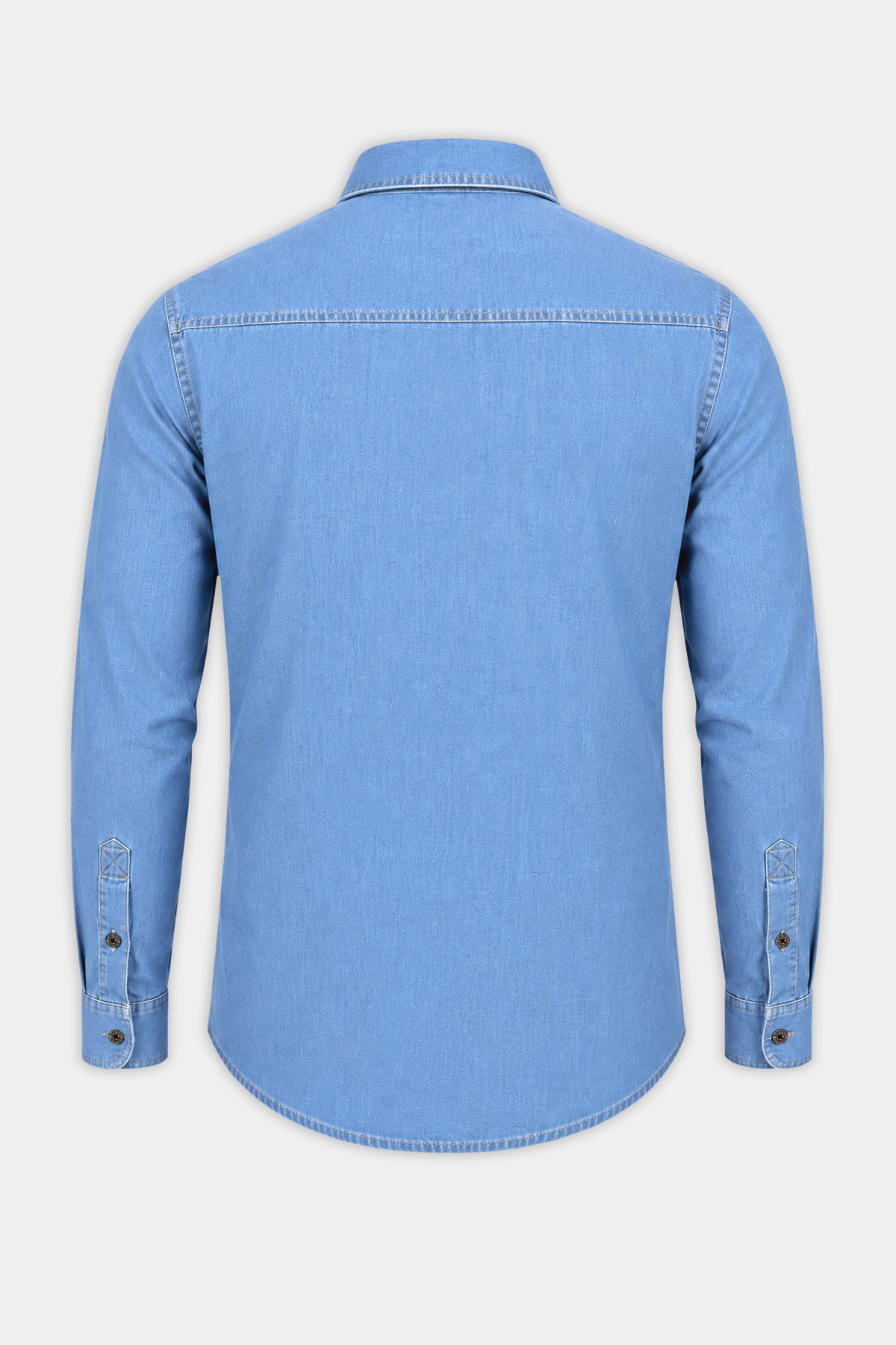 Boreal-Moonstone Blue Textured Heavyweight Denim Designer Overshirt/shacket